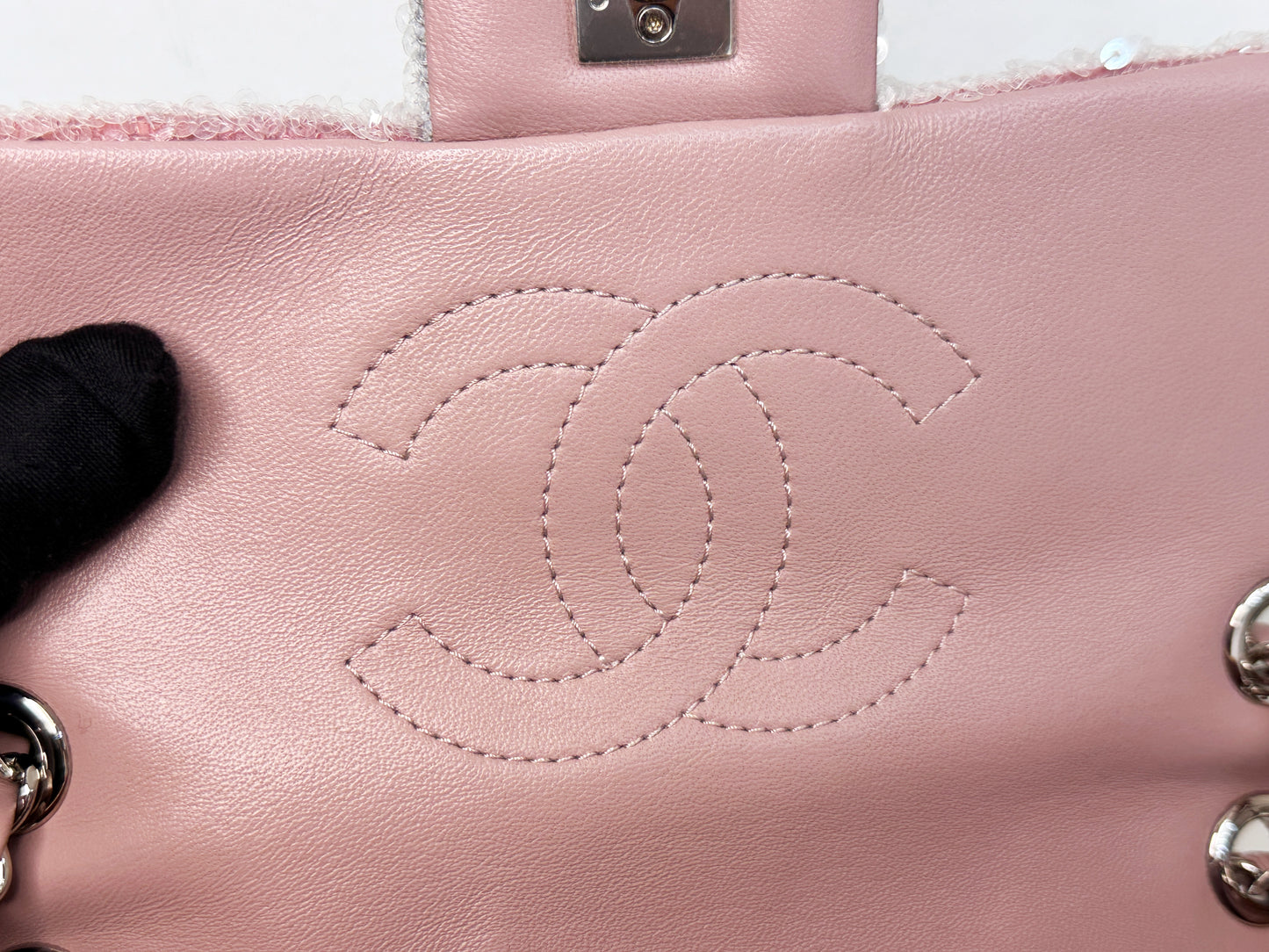 Chanel 18S Sequin Mini Waterfall Flap Pink Blue Yellow 2557 holo card