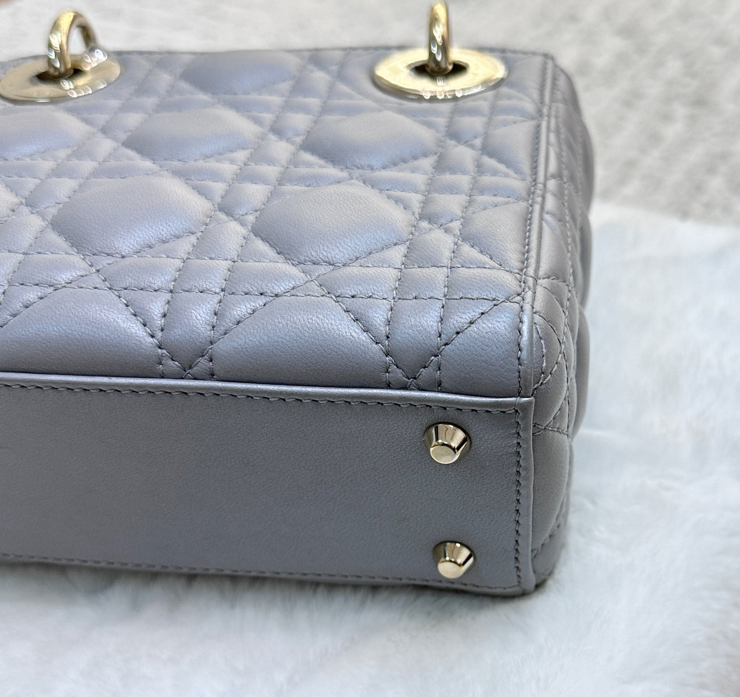 DIOR Mini Lady Dior Pearl Grey GHW