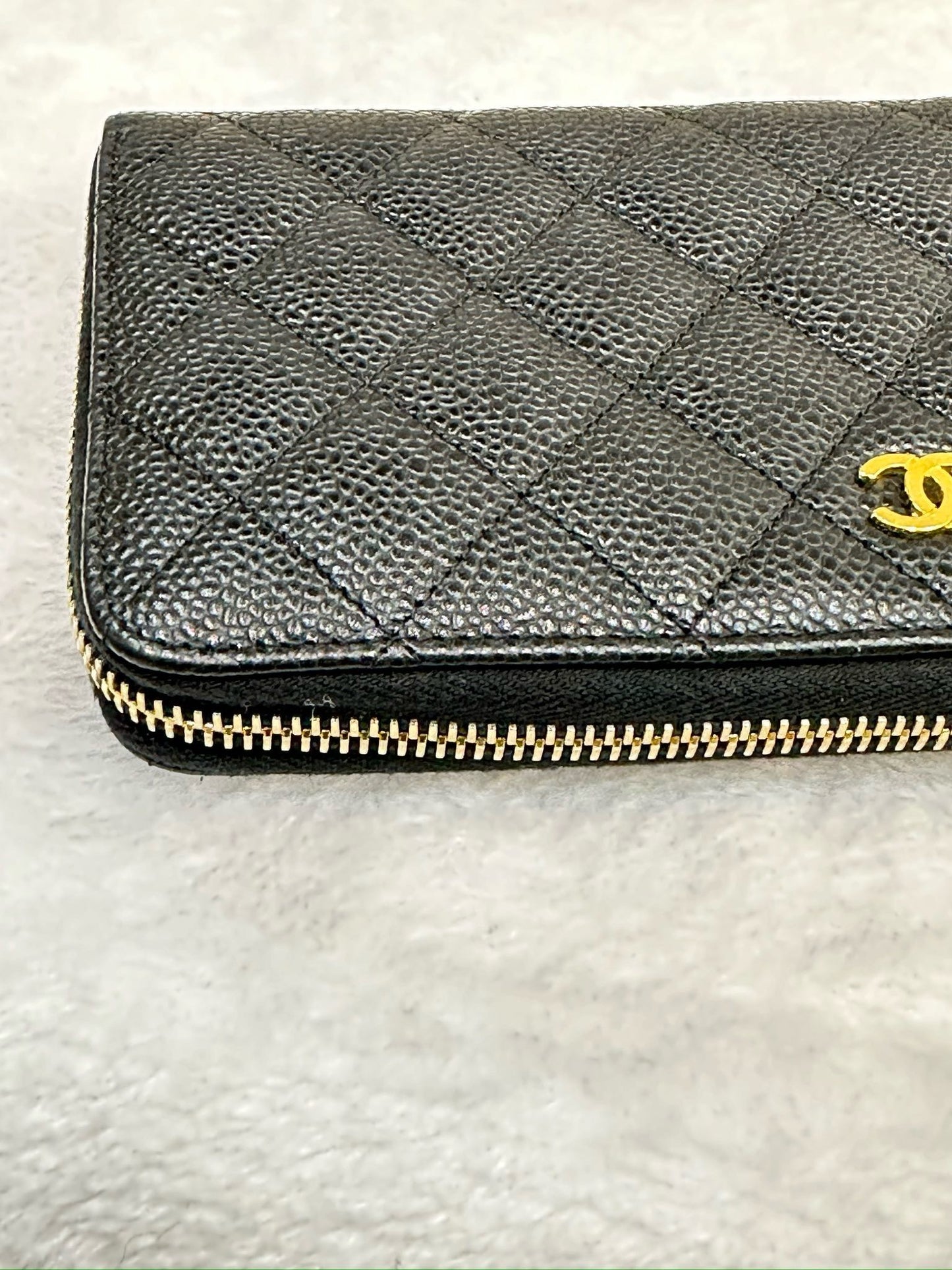 Chanel Caviar Long Zip Wallet Black GHW