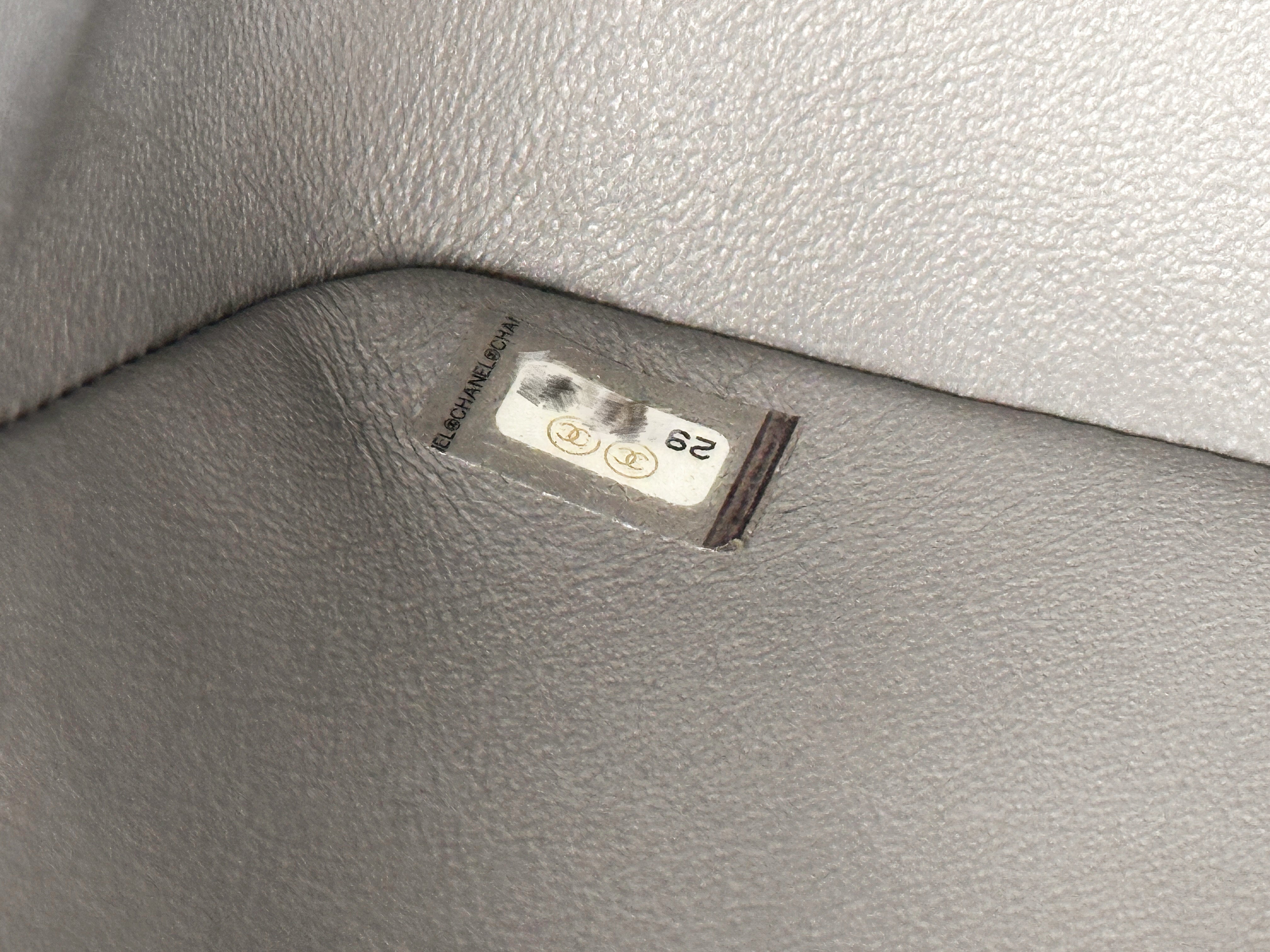 Chanel Jumbo Caviar Classic Quilted Double Flap Bag Light Grey LGHW 2910 holo card