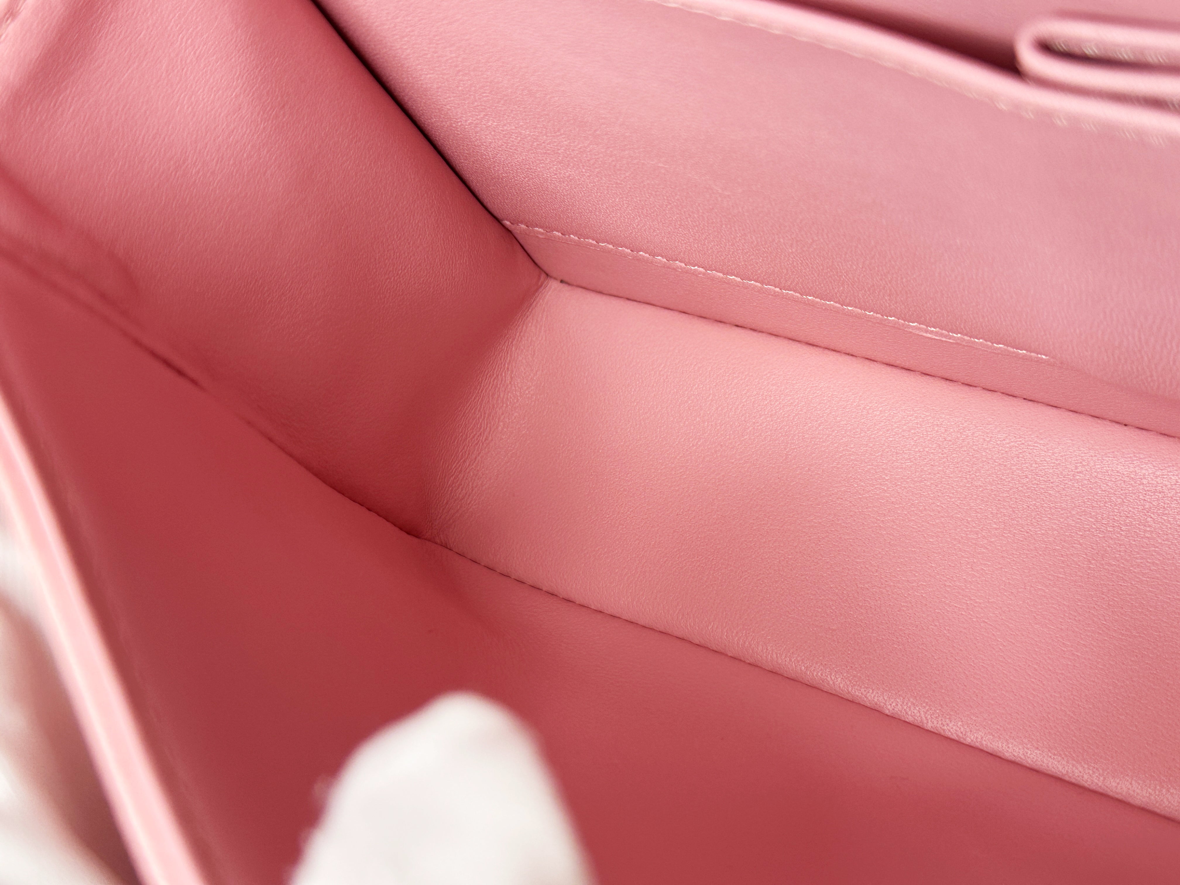 Chanel 22C Classic Quilted Medium Double Flap Bag Sakura Pink AKHX microchip