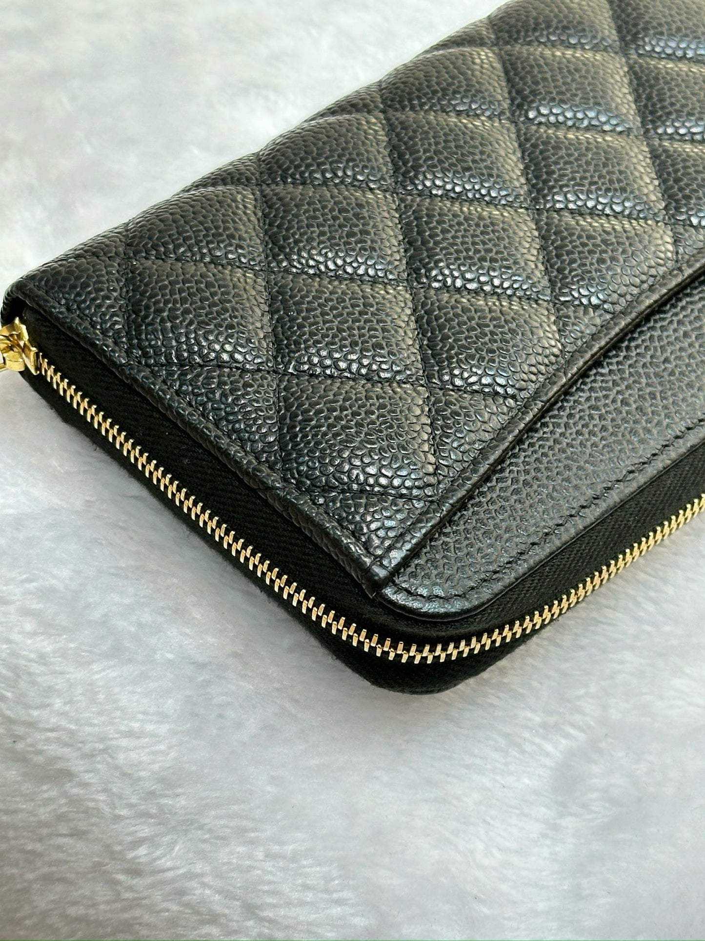 Chanel Caviar Long Zip Wallet Black GHW