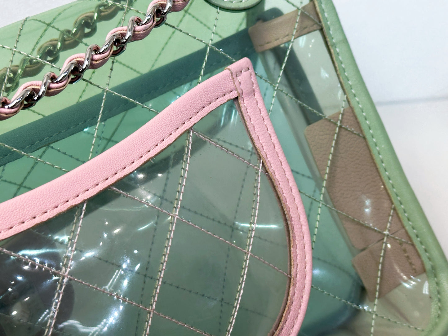 Chanel Coco Splash PVC Medium Flap Bag Green/Blue/Pink 254975 holo