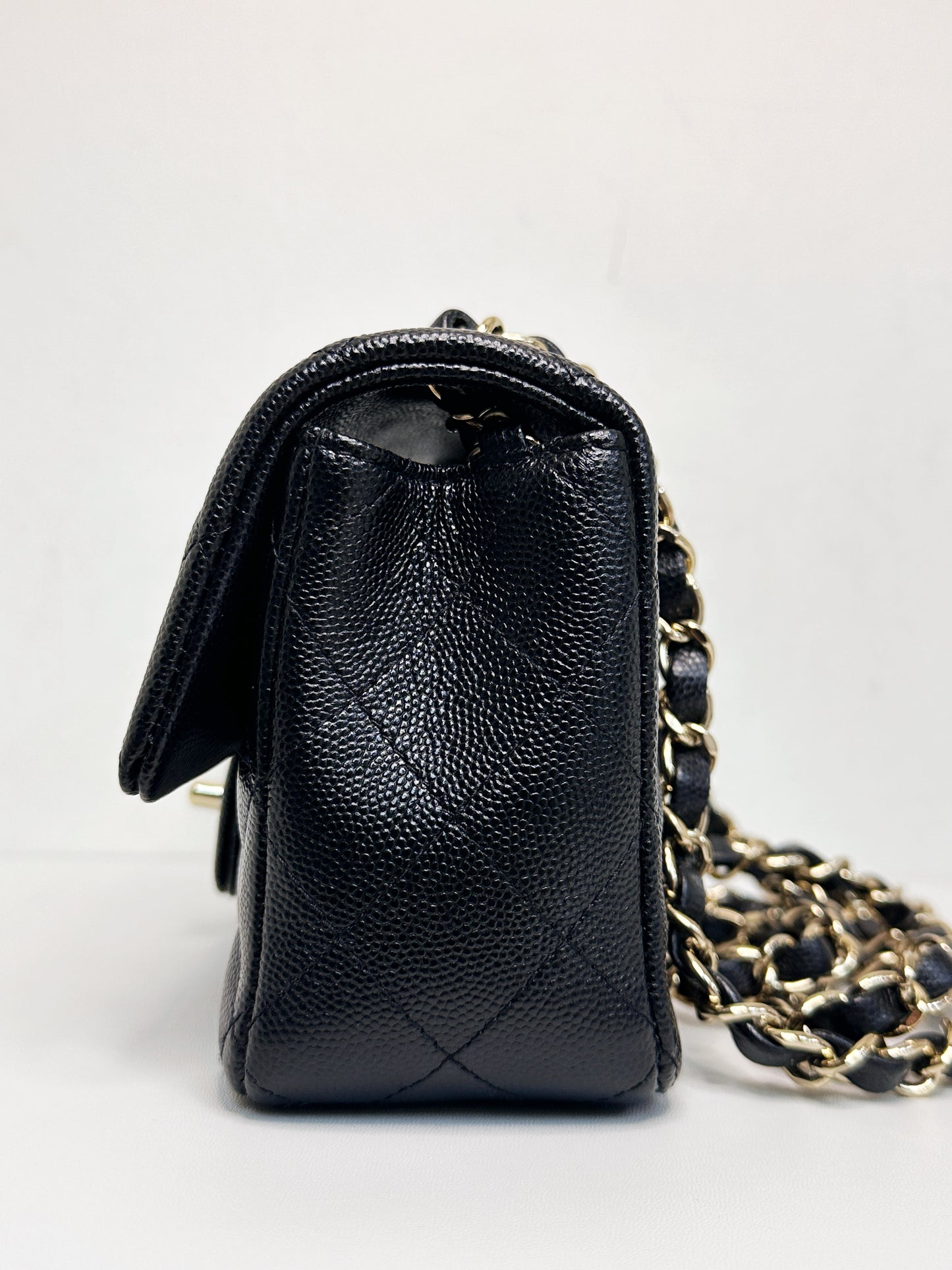 Chanel Mini Rectangular Classic Flap Black Bag 17B LGHW 2456 holo card