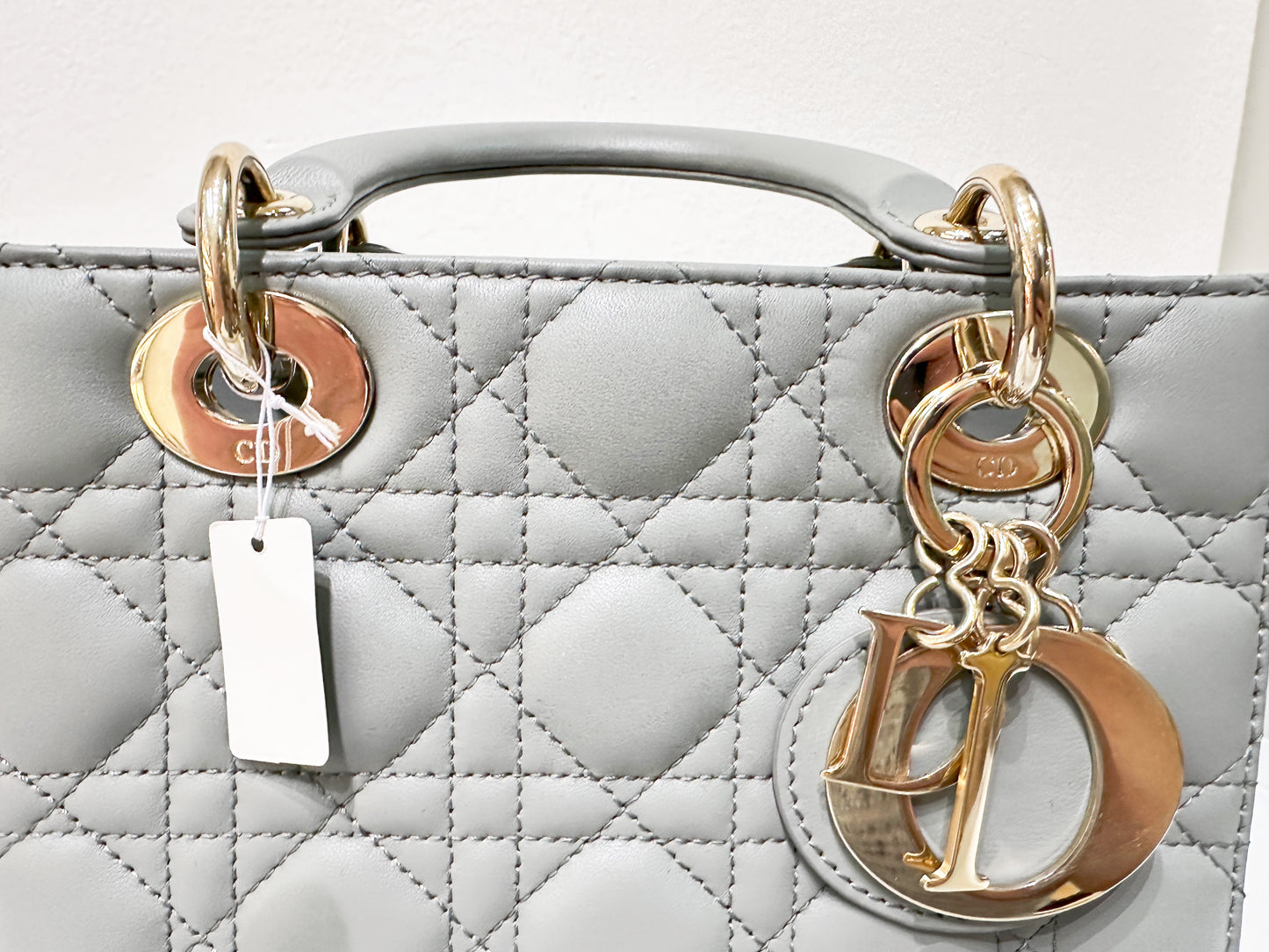 Small Lady Dior My ABCDior Cannage Lambskin Gray