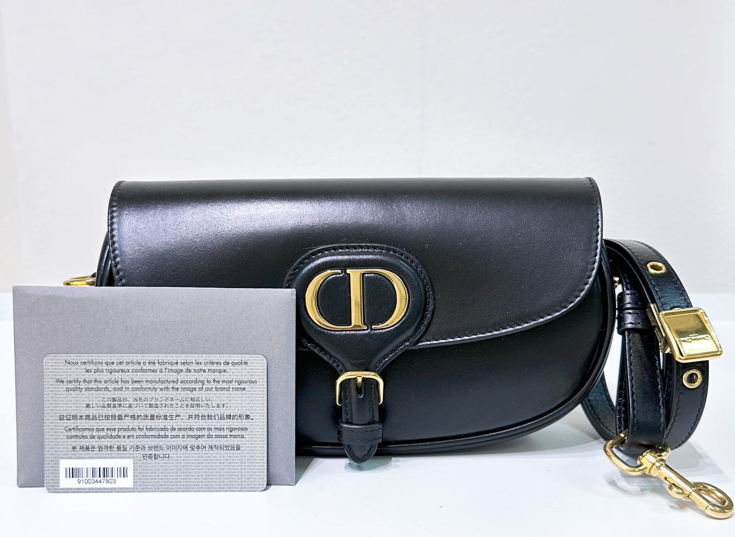 CHRISTIAN DIOR Box Calfskin East West Bobby Bag Black