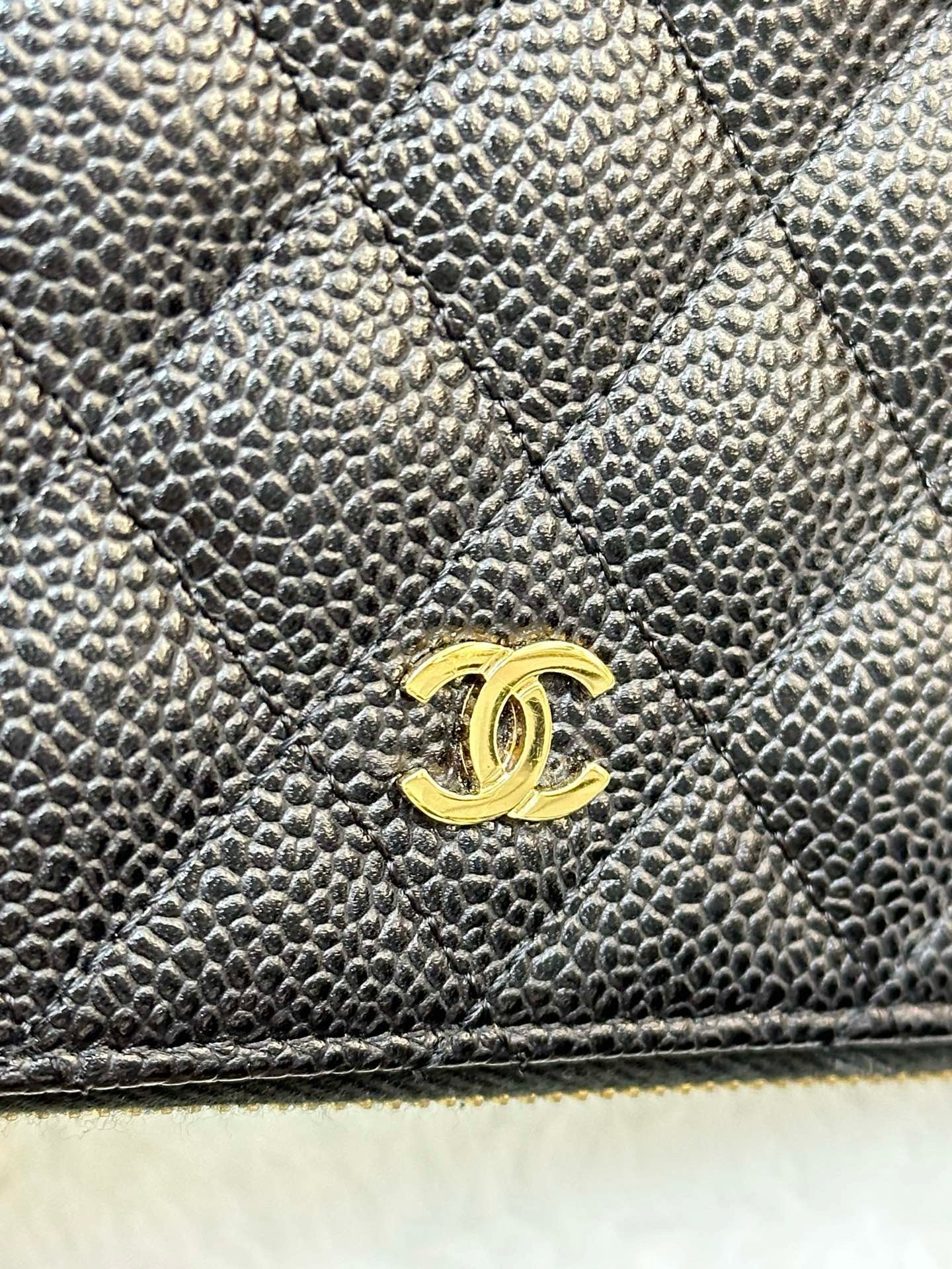 Chanel Quilted Caviar Leather CC Long Wallet Black GHW