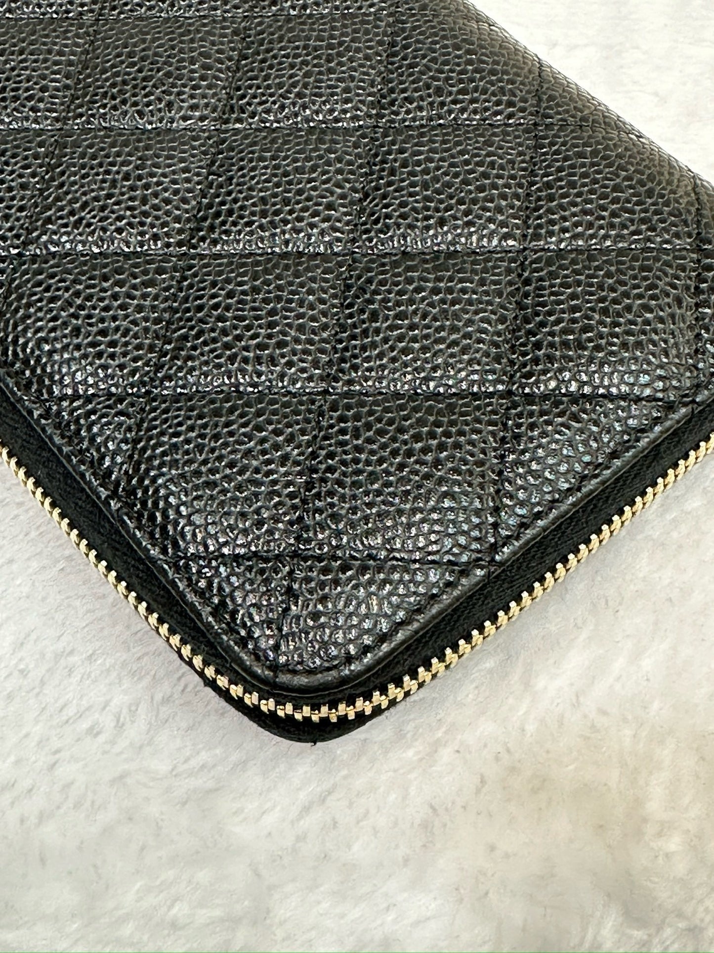 Chanel Caviar Long Zip Wallet Black GHW