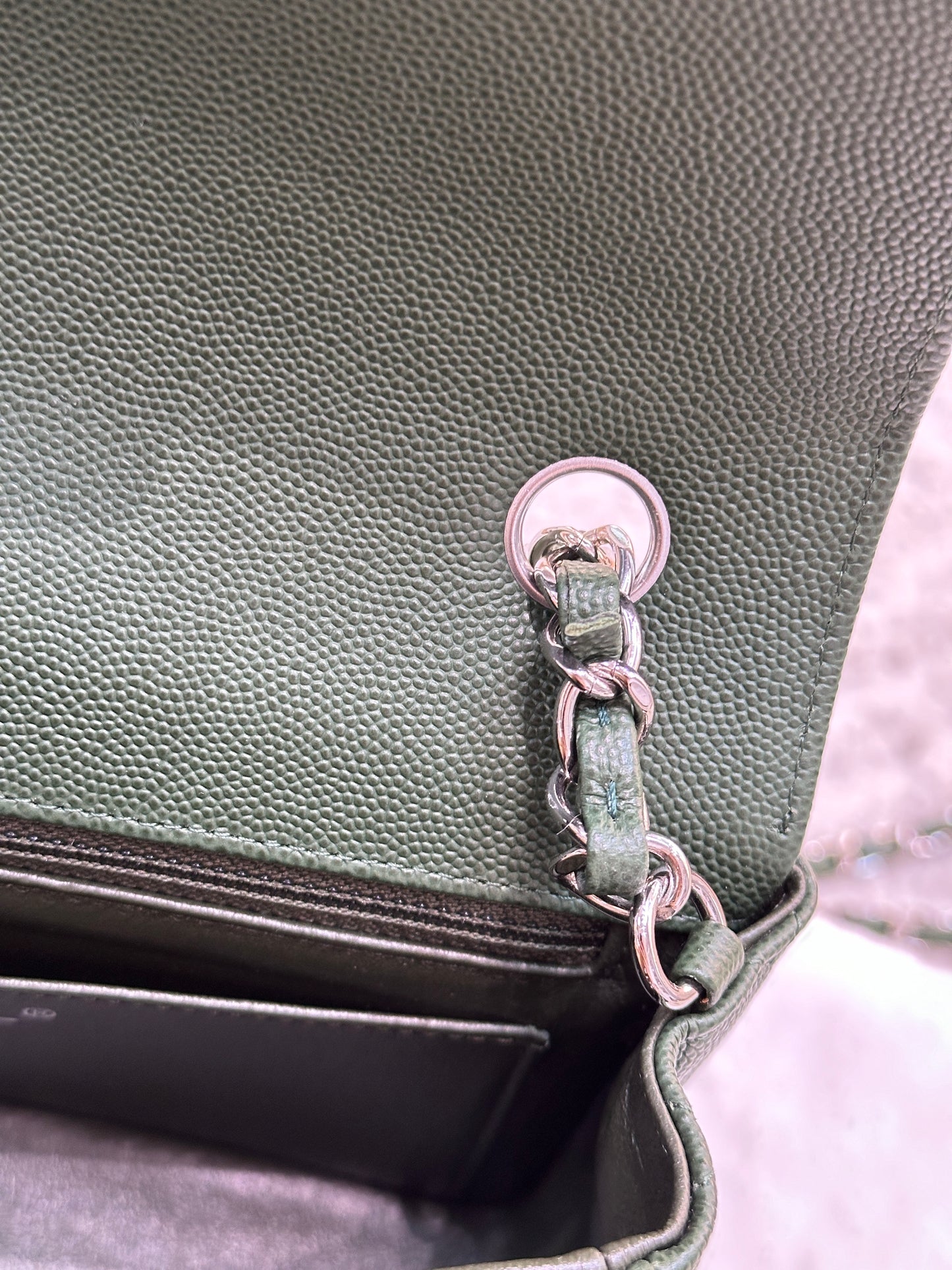 Chanel Caviar Quilted Mini Rectangular Flap Green