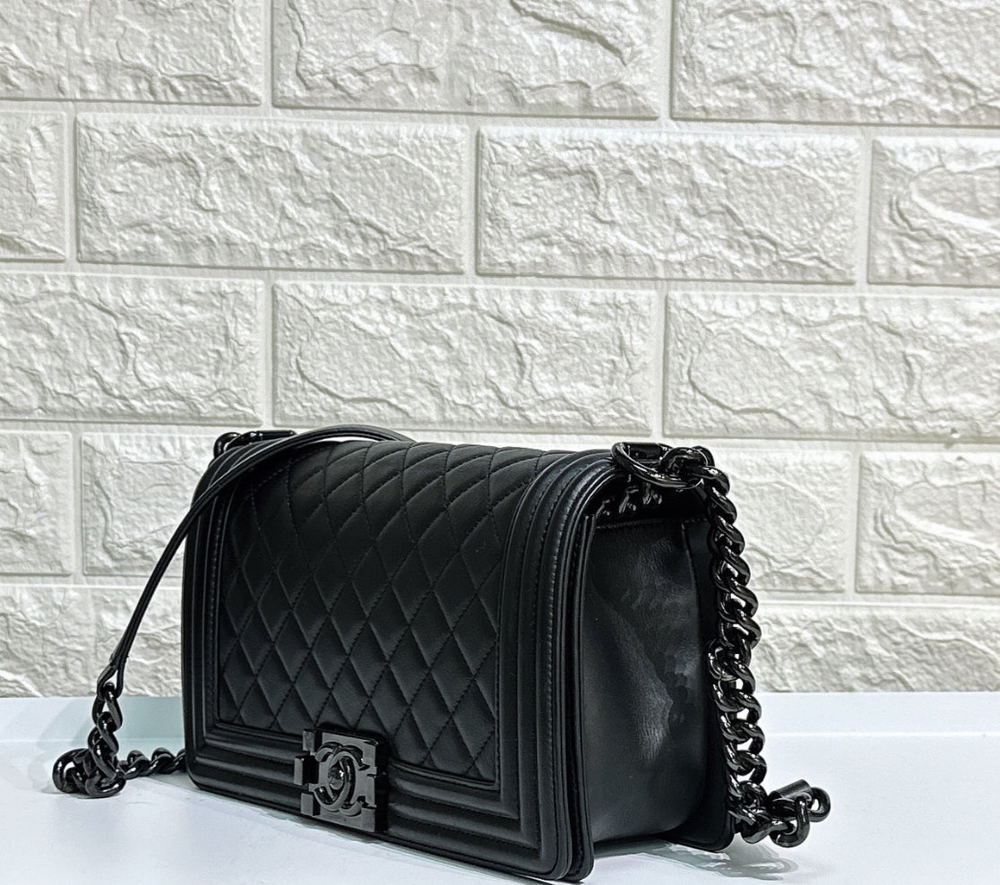 Chanel Medium Boy Bag SO Black Calfskin Black Hardware