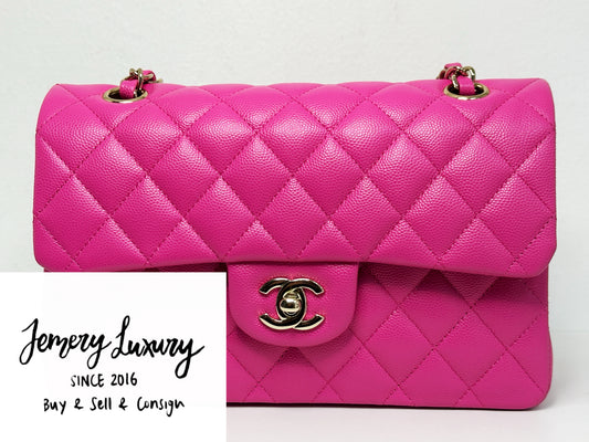 Chanel Classic Quilted Small Double Flap 22P Hot Pink KXKK microchip