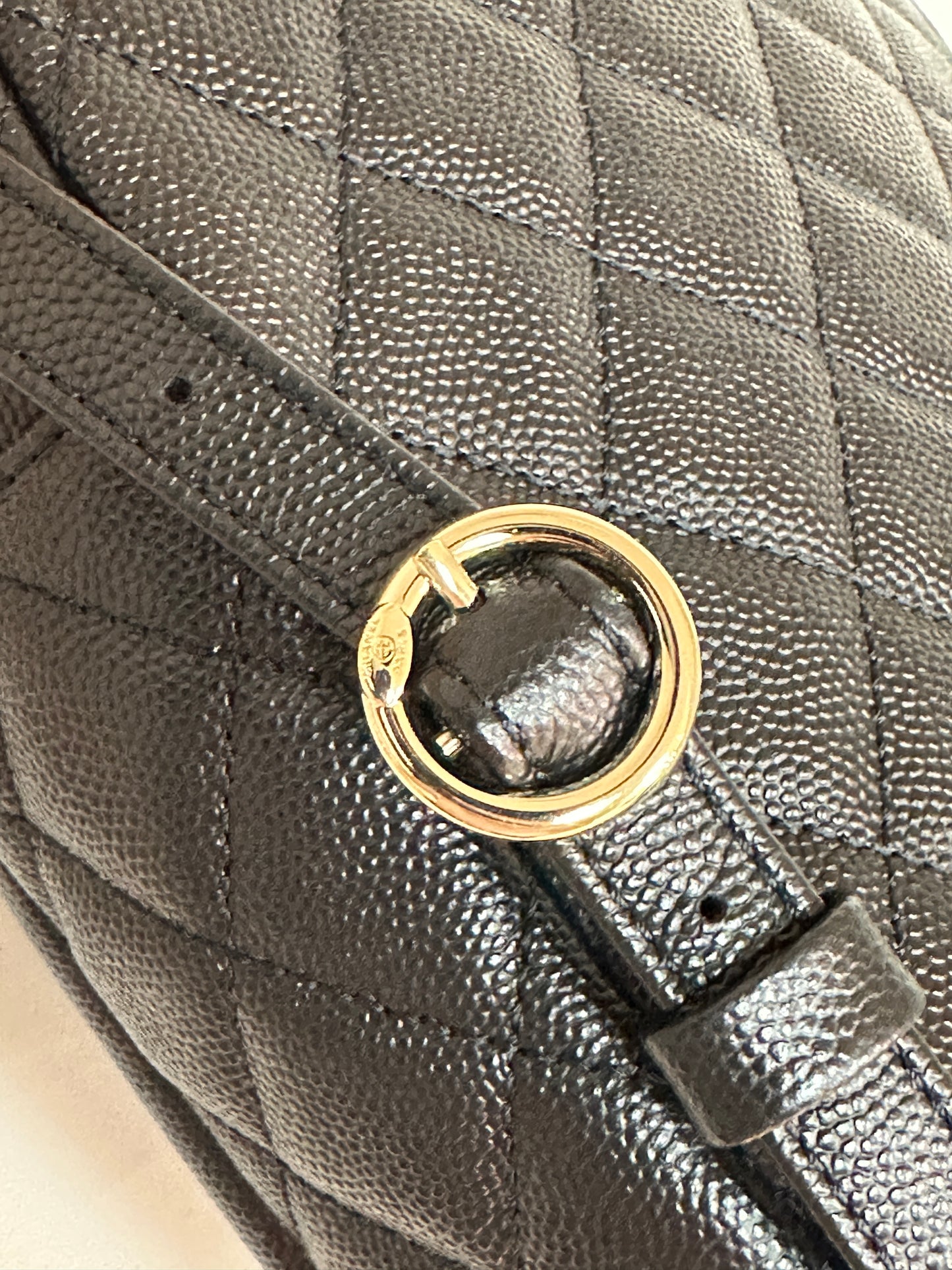 Chanel CC Day Backpack Quilted Caviar Mini Black 2687 holo card