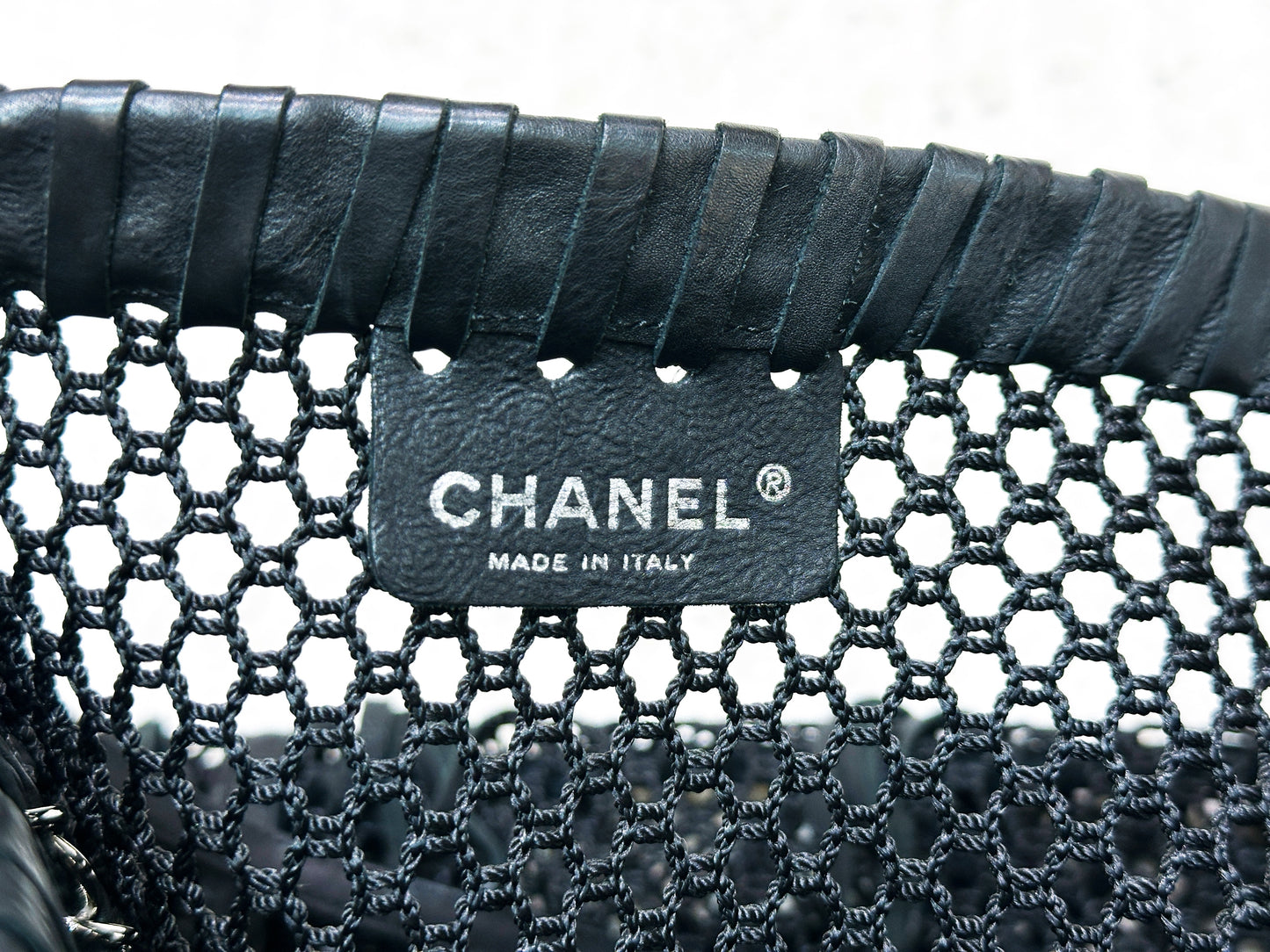Chanel Limited Edition Resort 2011 Black Fringe Mesh Tote Bag 1373 holo card