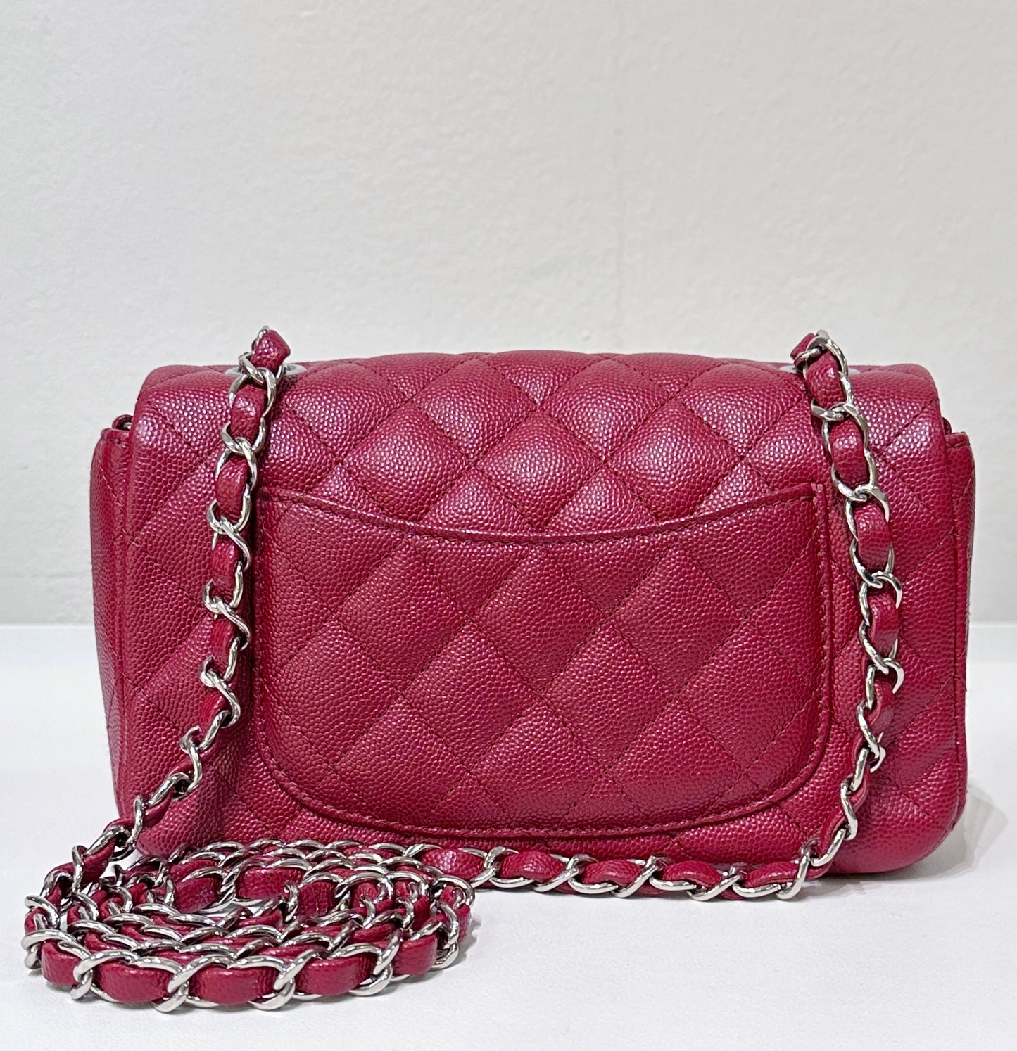 Chanel Mini Rectangular Caviar Quilted Flap Red 17B SHW