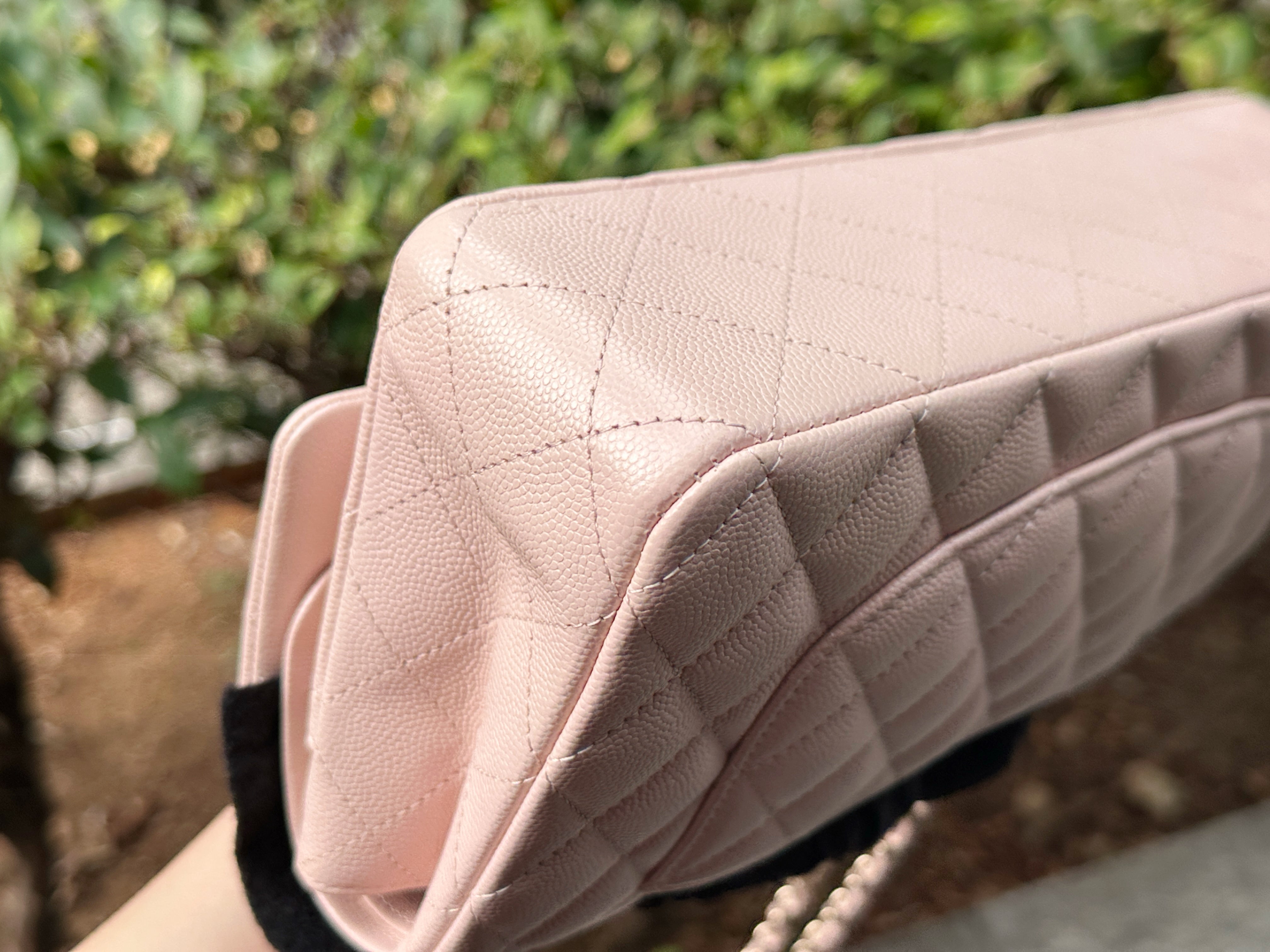 Chanel Medium Caviar Quilted Double Flap Light Pink 21ＣOutside