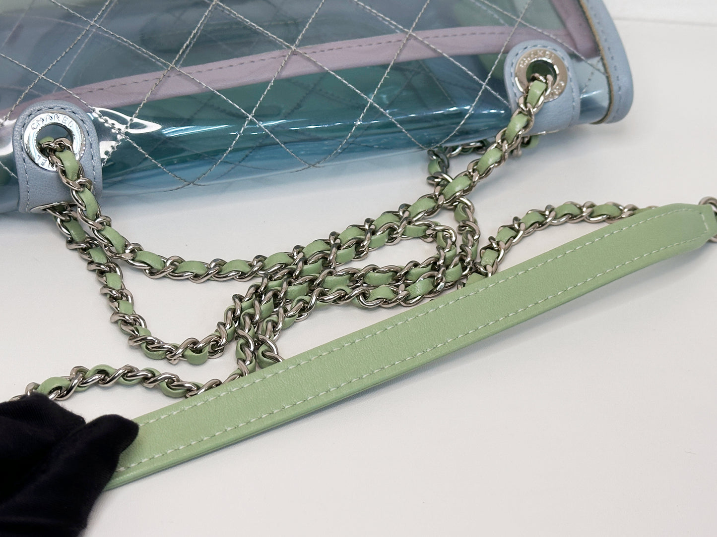 Chanel Coco Splash PVC Mini Flap Bag Blue/Pink/Green 2582 holo