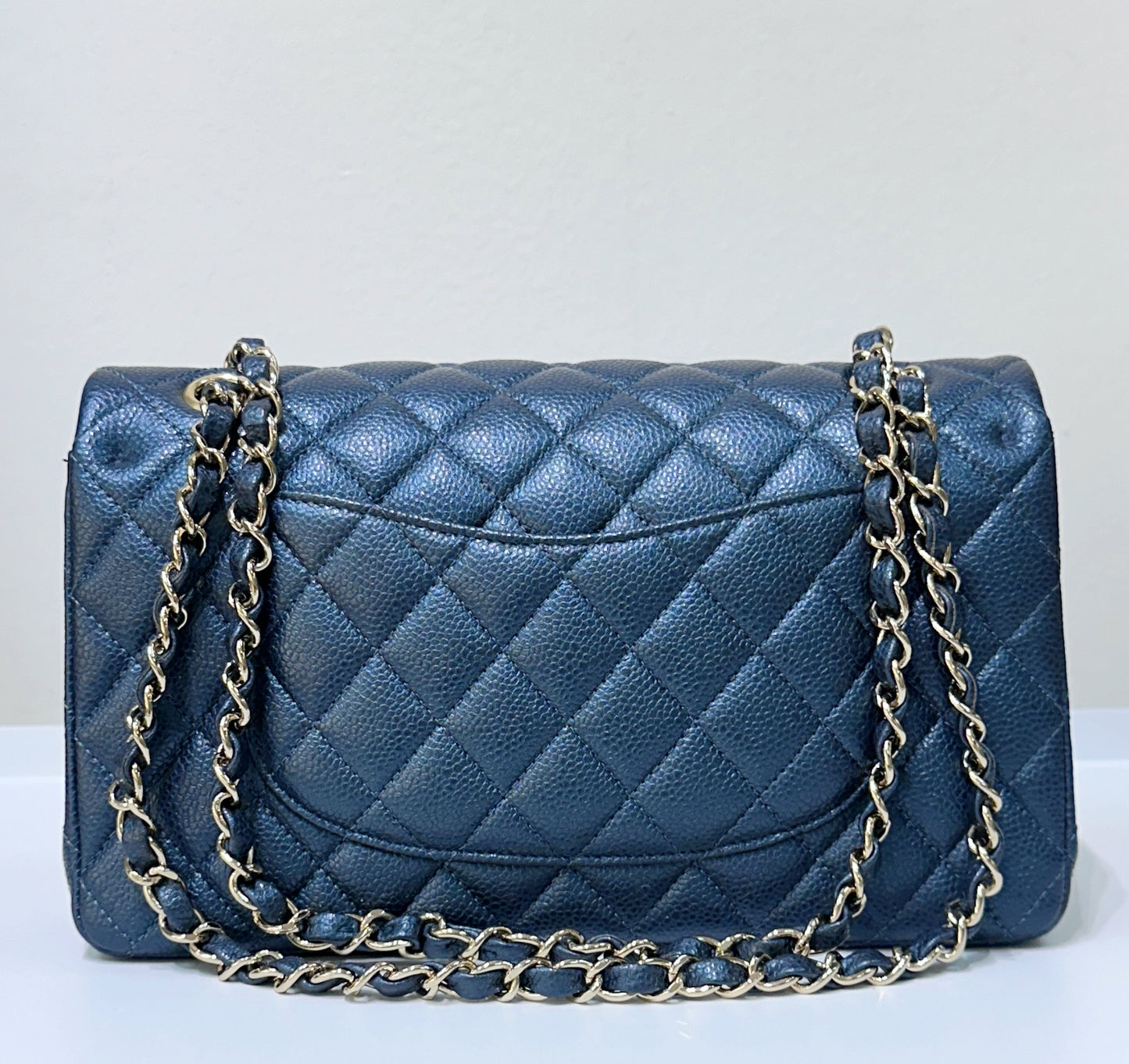 Chanel Quilted Medium Double Flap Blue Caviar 18S GHW