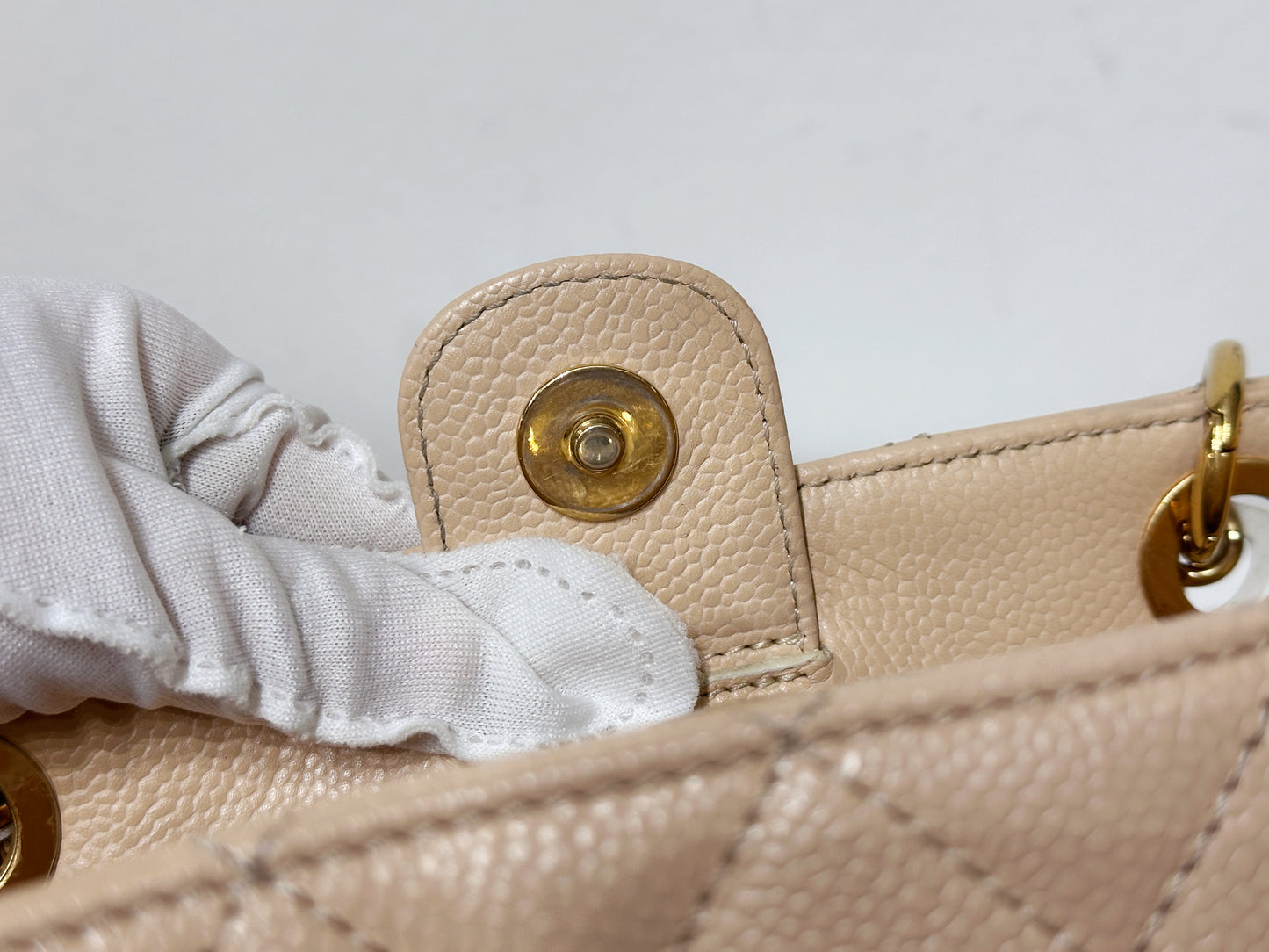Chanel Caviar Quilted Petit Shopping Tote PST Beige GHW 1551 holo