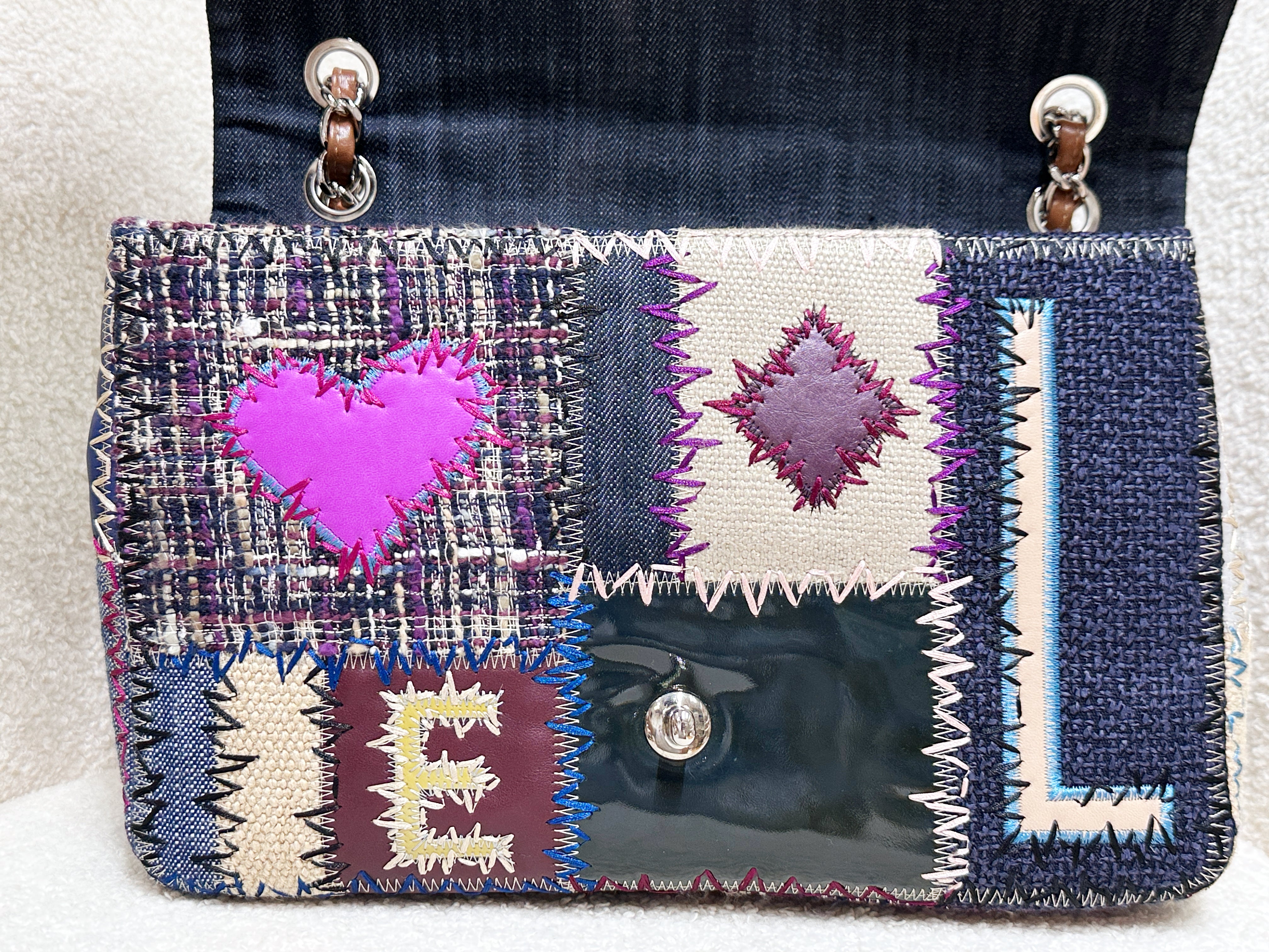 CHANEL TIMELESS PATCHWORK MULTICOLOR JUMBO SINGLE FLAP BAG 1600 holo card