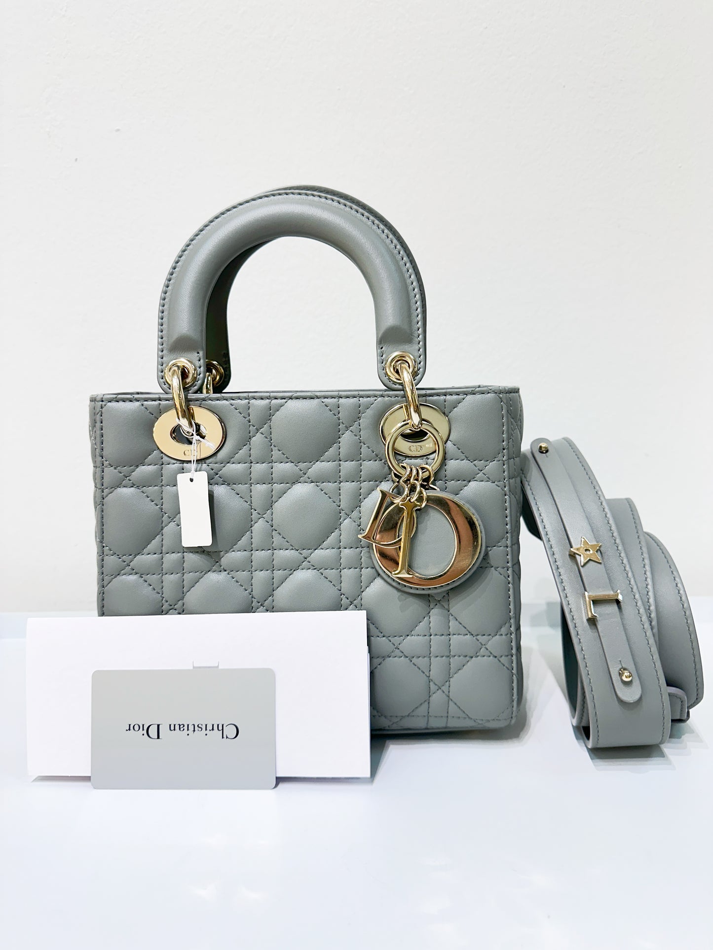 Small Lady Dior My ABCDior Cannage Lambskin Gray