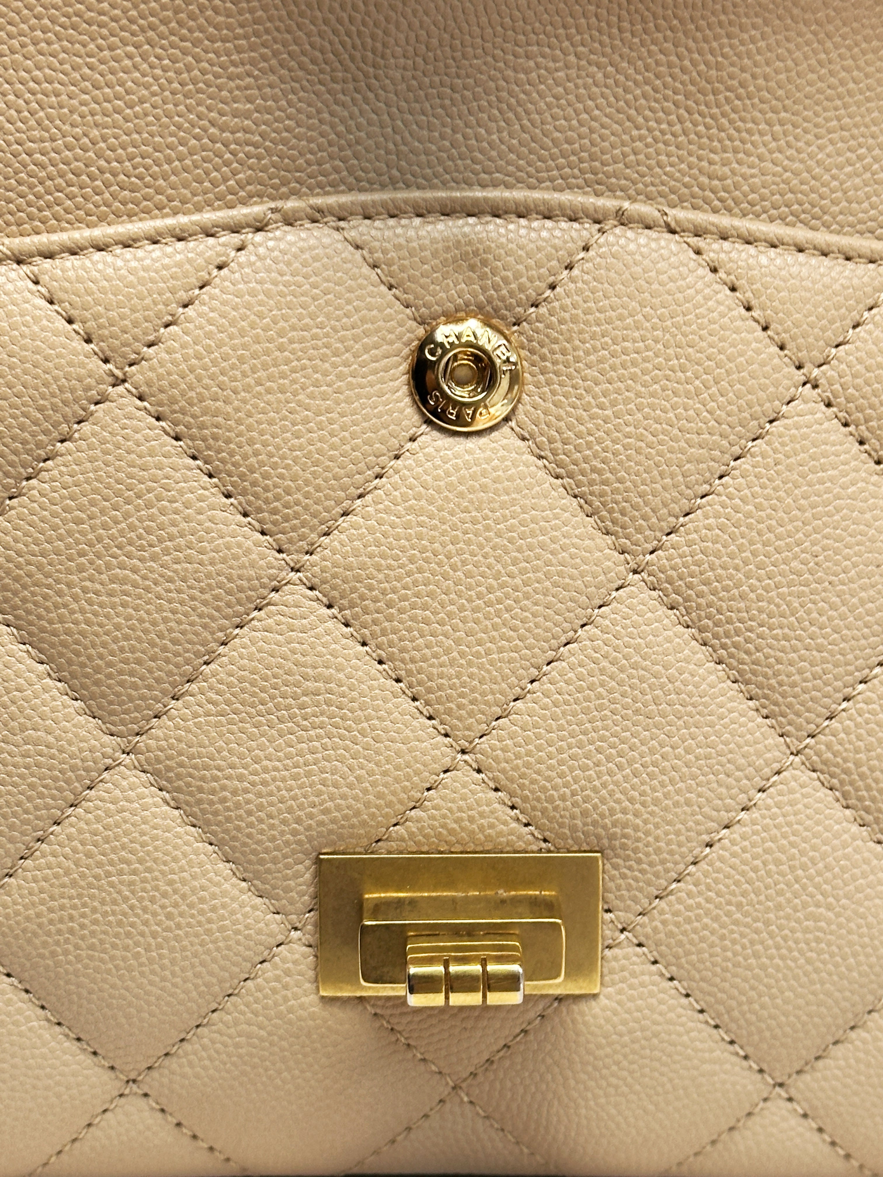 Chanel Classic Quilted Caviar 2.55 Reissue Flap Bag Beige 226 2353 holo card
