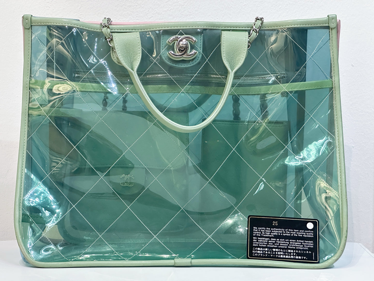 Chanel Coco Splash Bag Green/Pink/Blue 2584 holo card