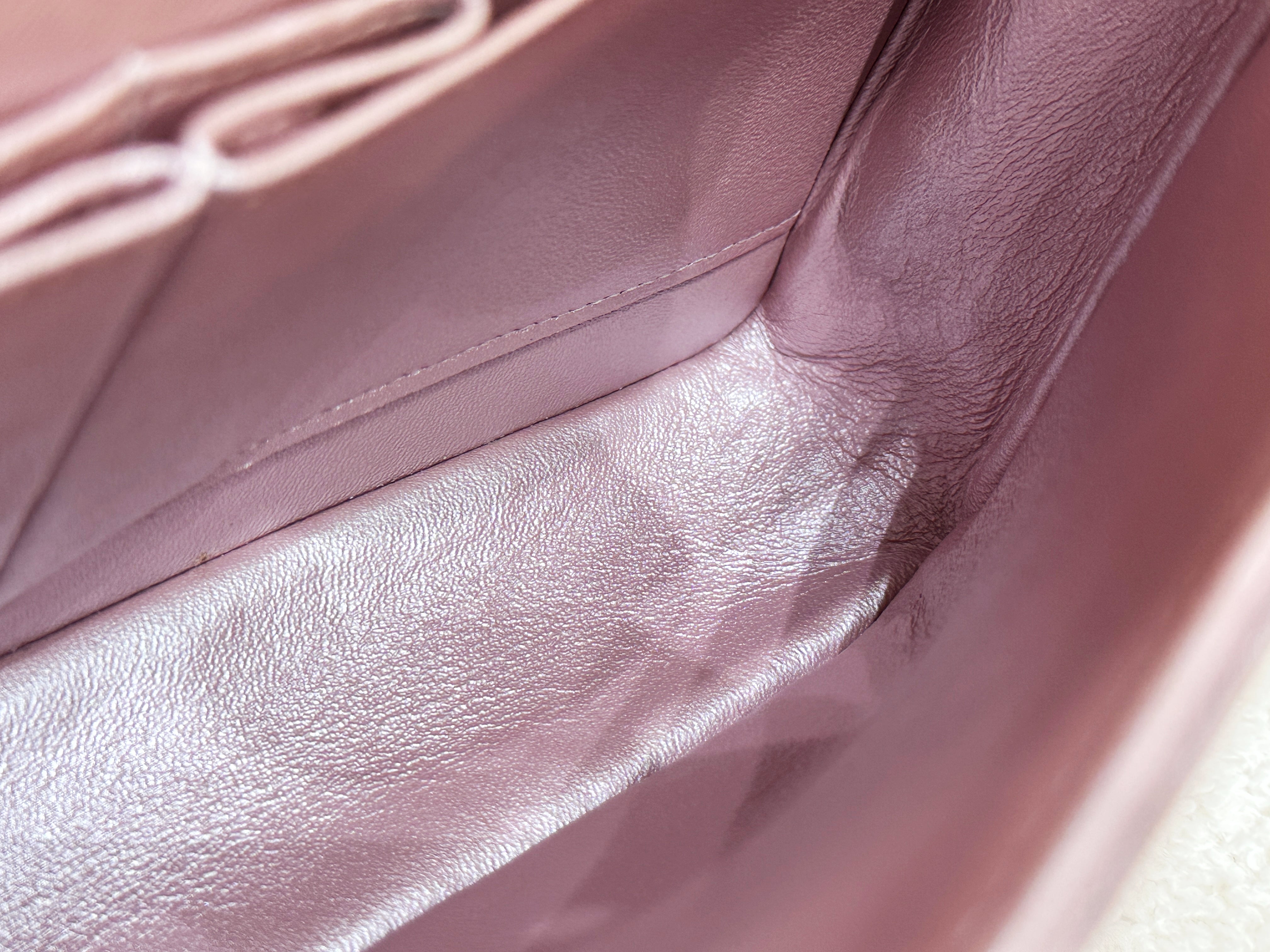 Chanel Classic Quilted Medium Double Flap Iridescent Pink (Calfskin)LGHW 1998 holo card