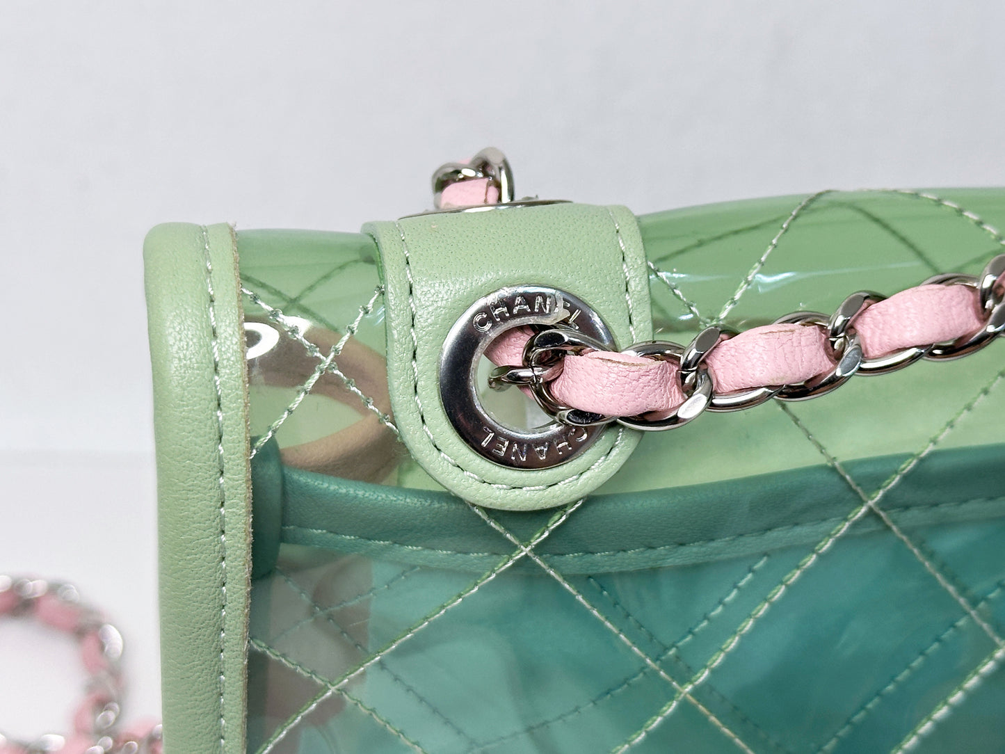 Chanel Coco Splash PVC Medium Flap Bag Green/Blue/Pink 254975 holo