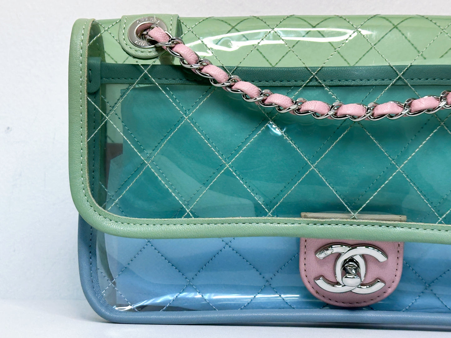 Chanel Coco Splash PVC Medium Flap Bag Green/Blue/Pink 254975 holo