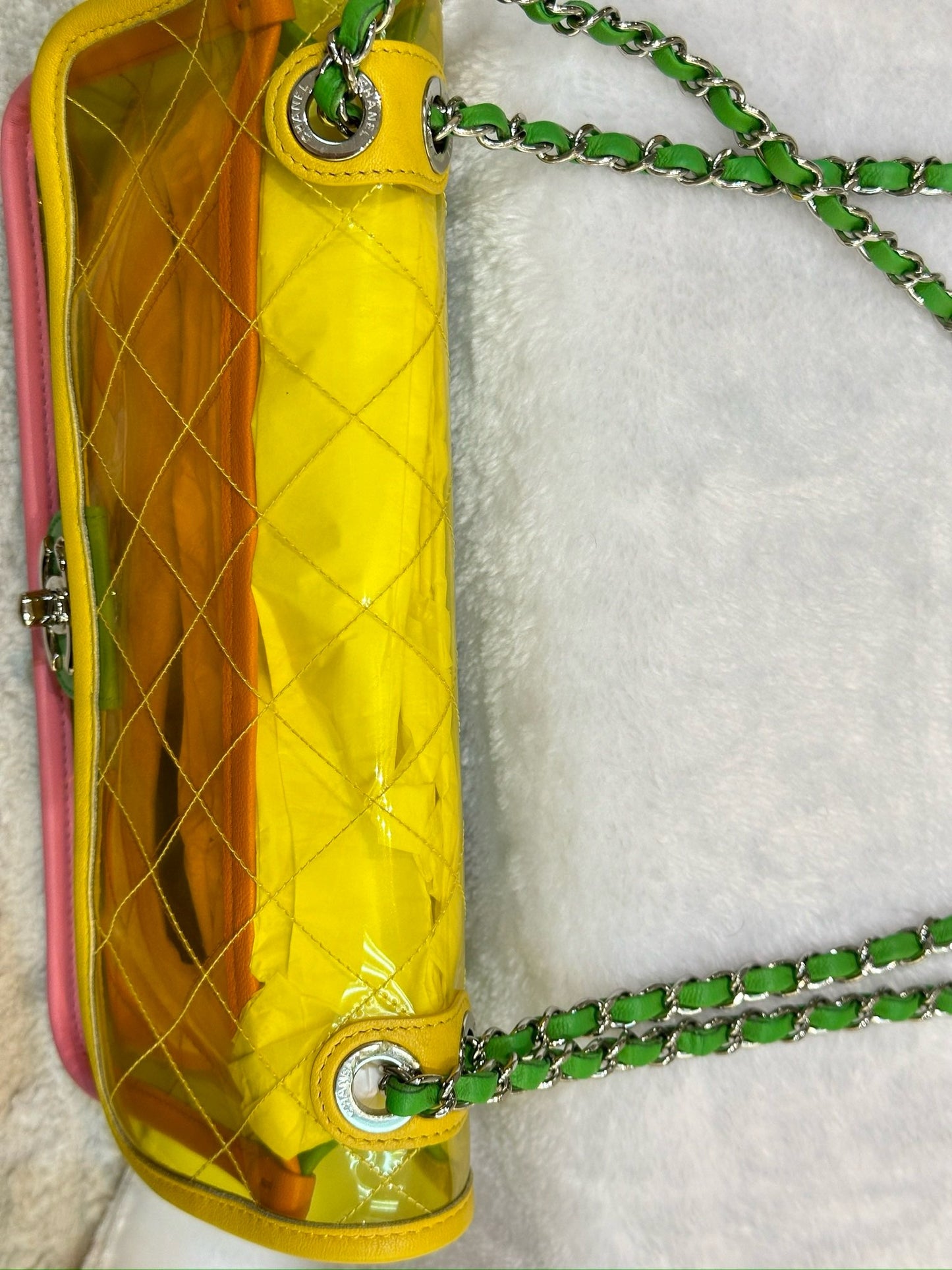 Chanel Medium Coco Splash PVC Flap Bag Yellow/Green/Pink SHW