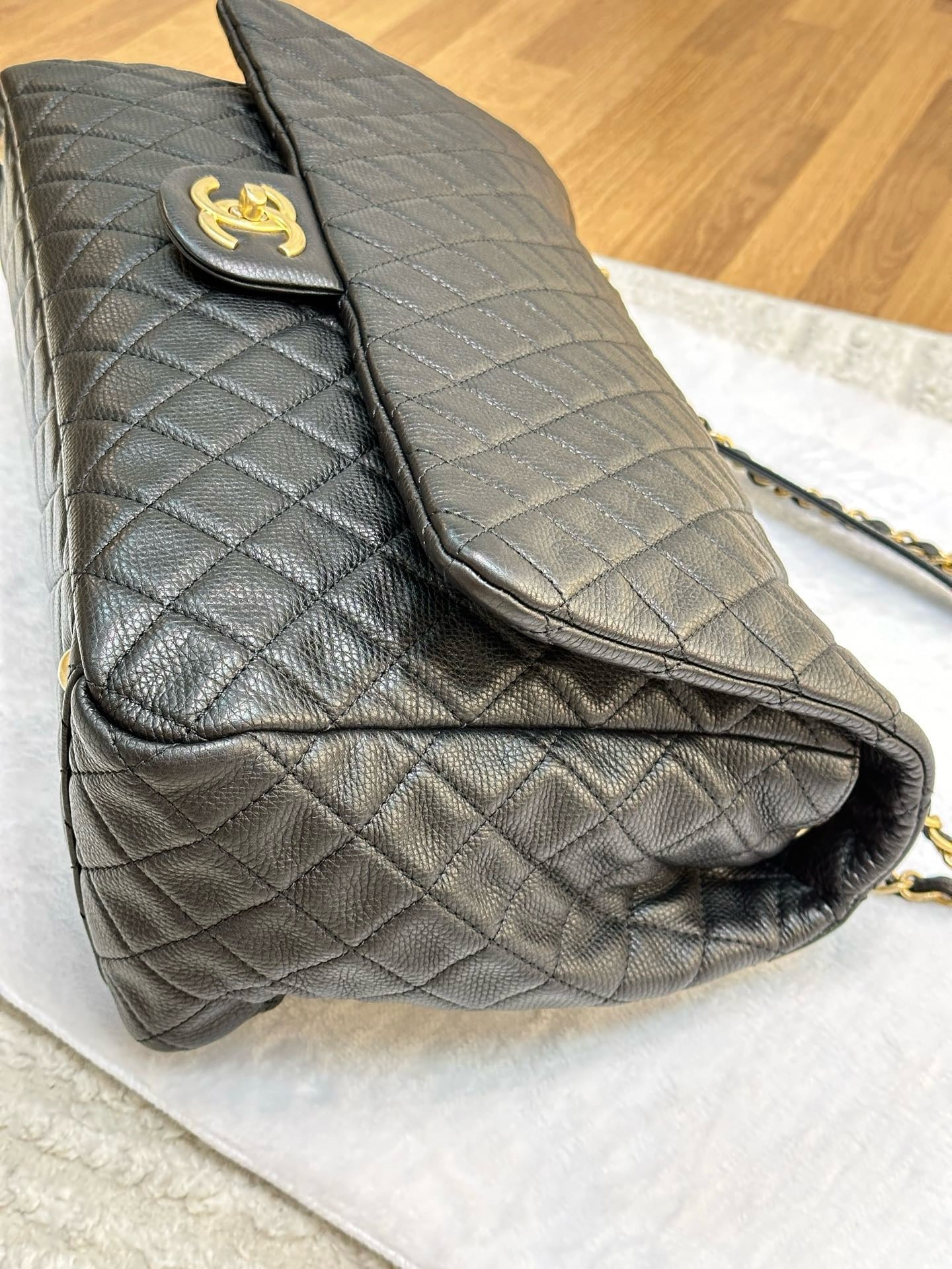 Chanel XXL Travel Calfskin Quilted Flap Bag Black GHW