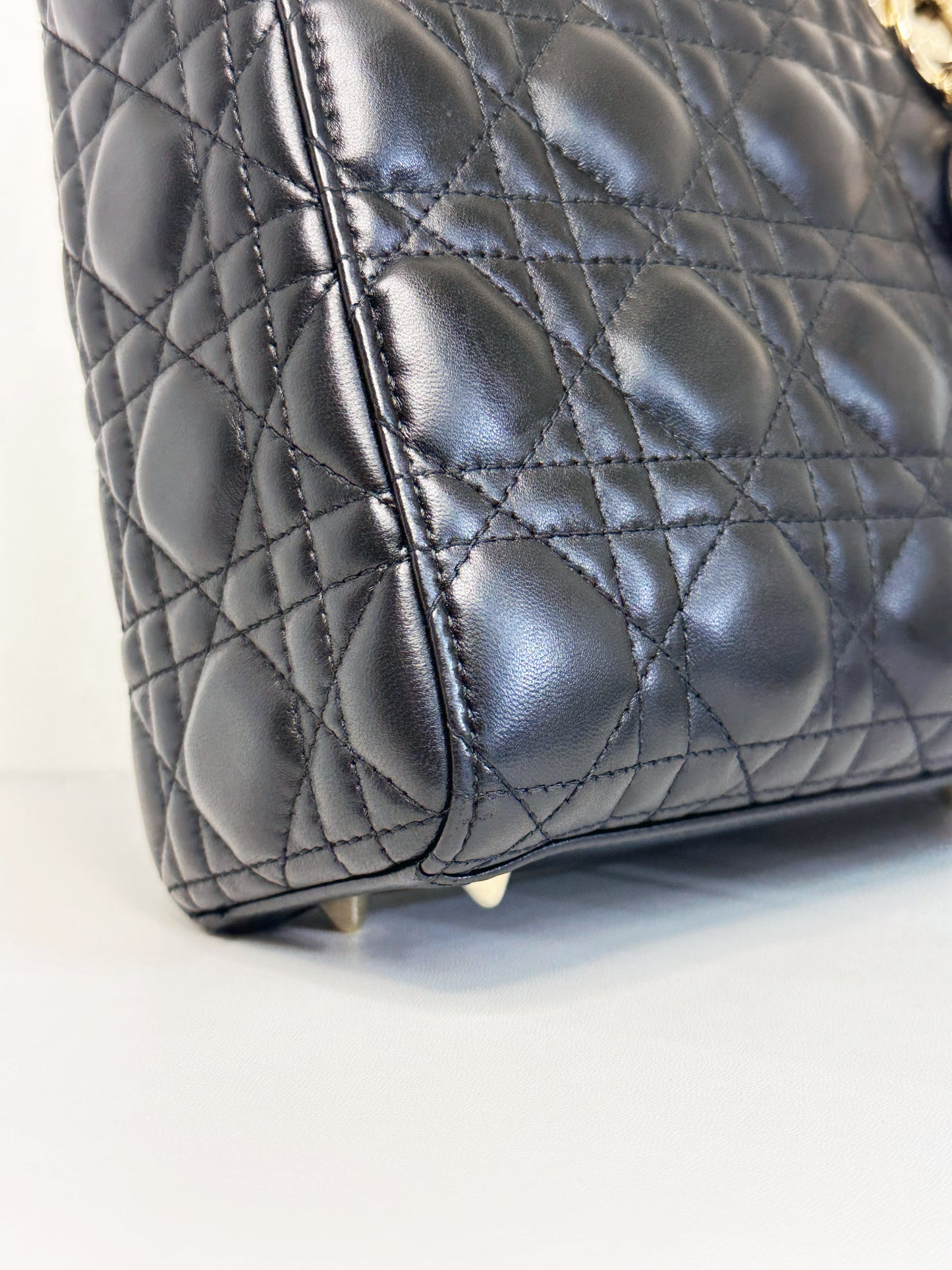 CHRISTIAN DIOR Lambskin Cannage Small My ABCDior Lady Dior Black GHW