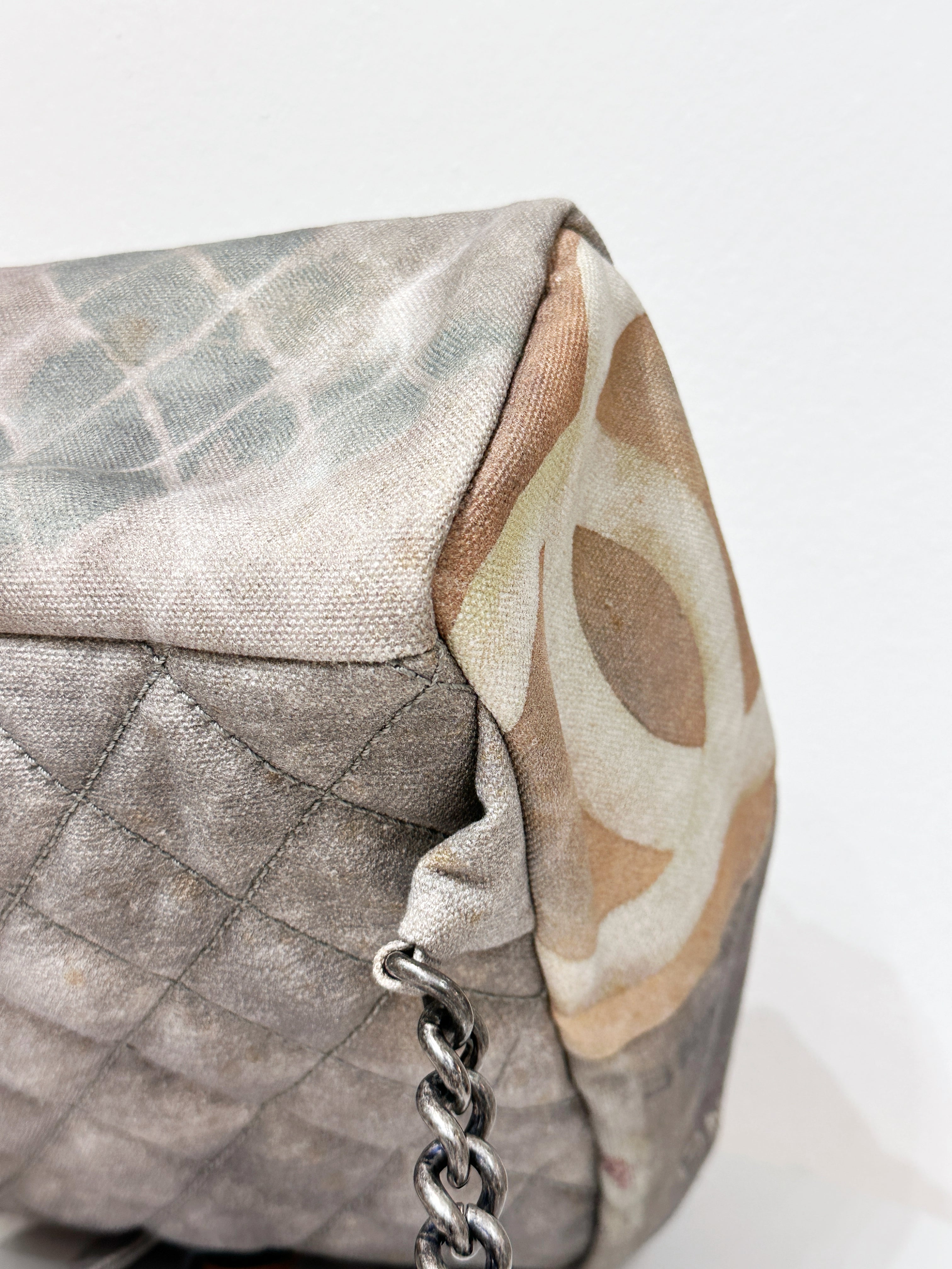 Preloved authentic Chanel Graffiti Printed Canvas Medium Backpack Grey