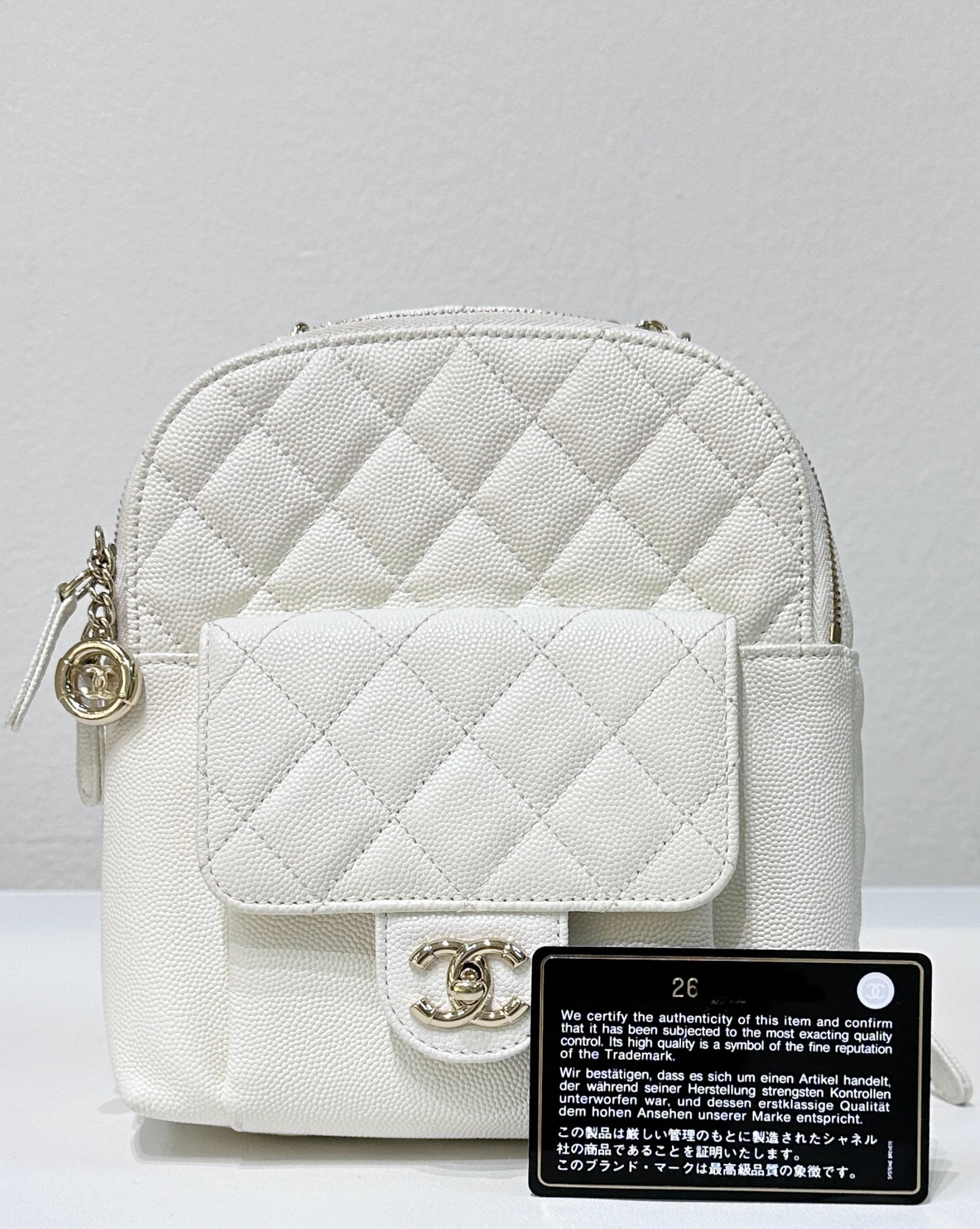 Chanel White CC Day Mini Quilted Backpack