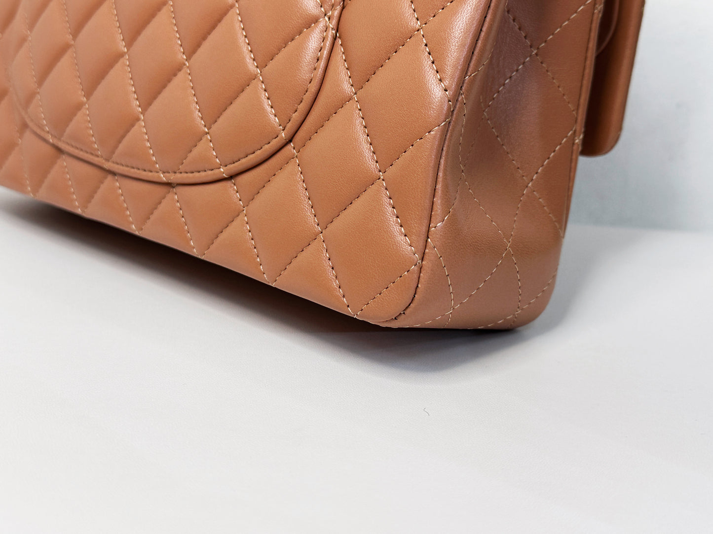Chanel 21P Caramel Medium Lambskin Classic Double Flap Bag LGHW 3102 holo card