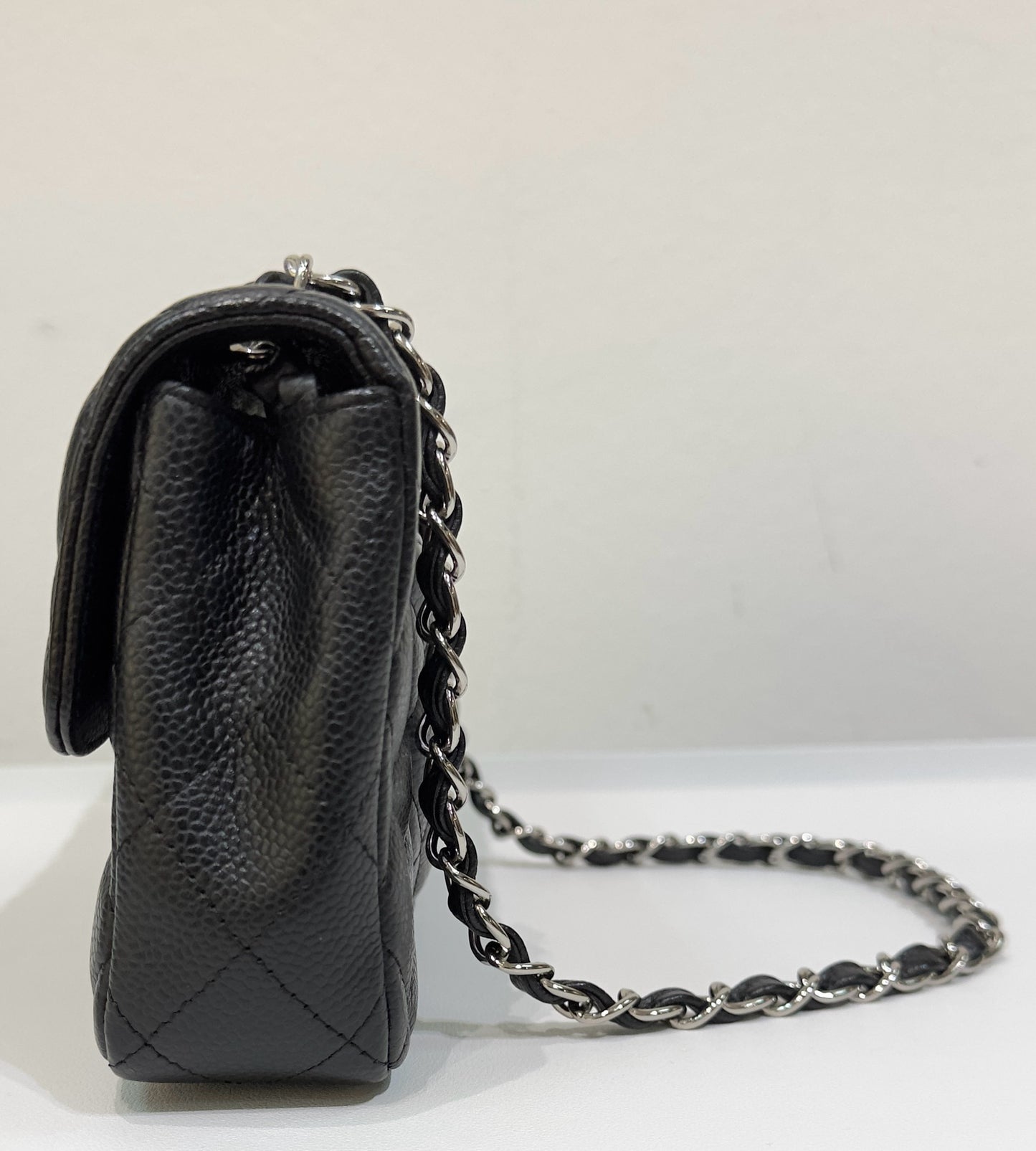 Chanel Caviar East West Flap Bag Black SHW 1186 holo card