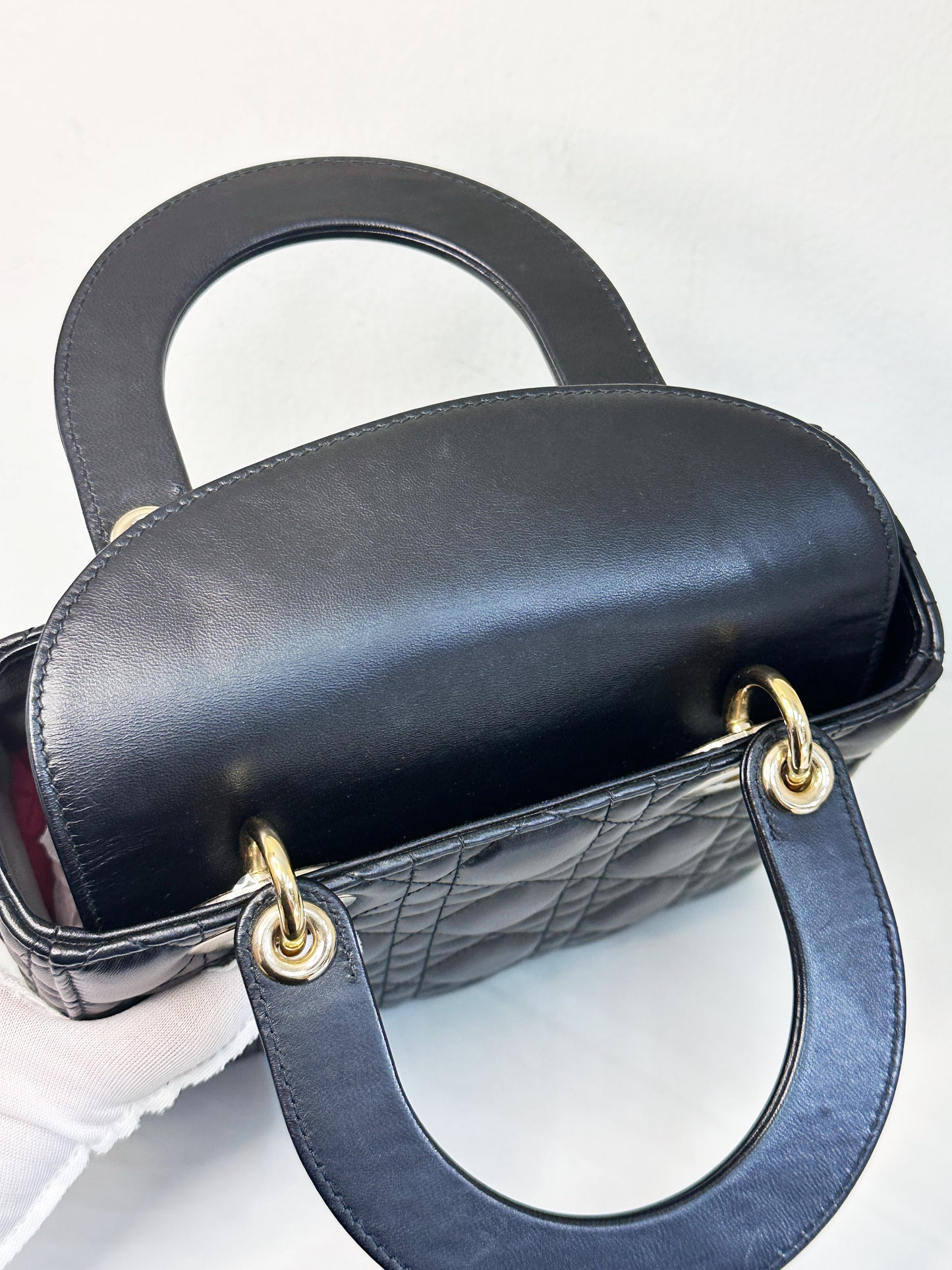 CHRISTIAN DIOR Lambskin Cannage Small My ABCDior Lady Dior Black GHW