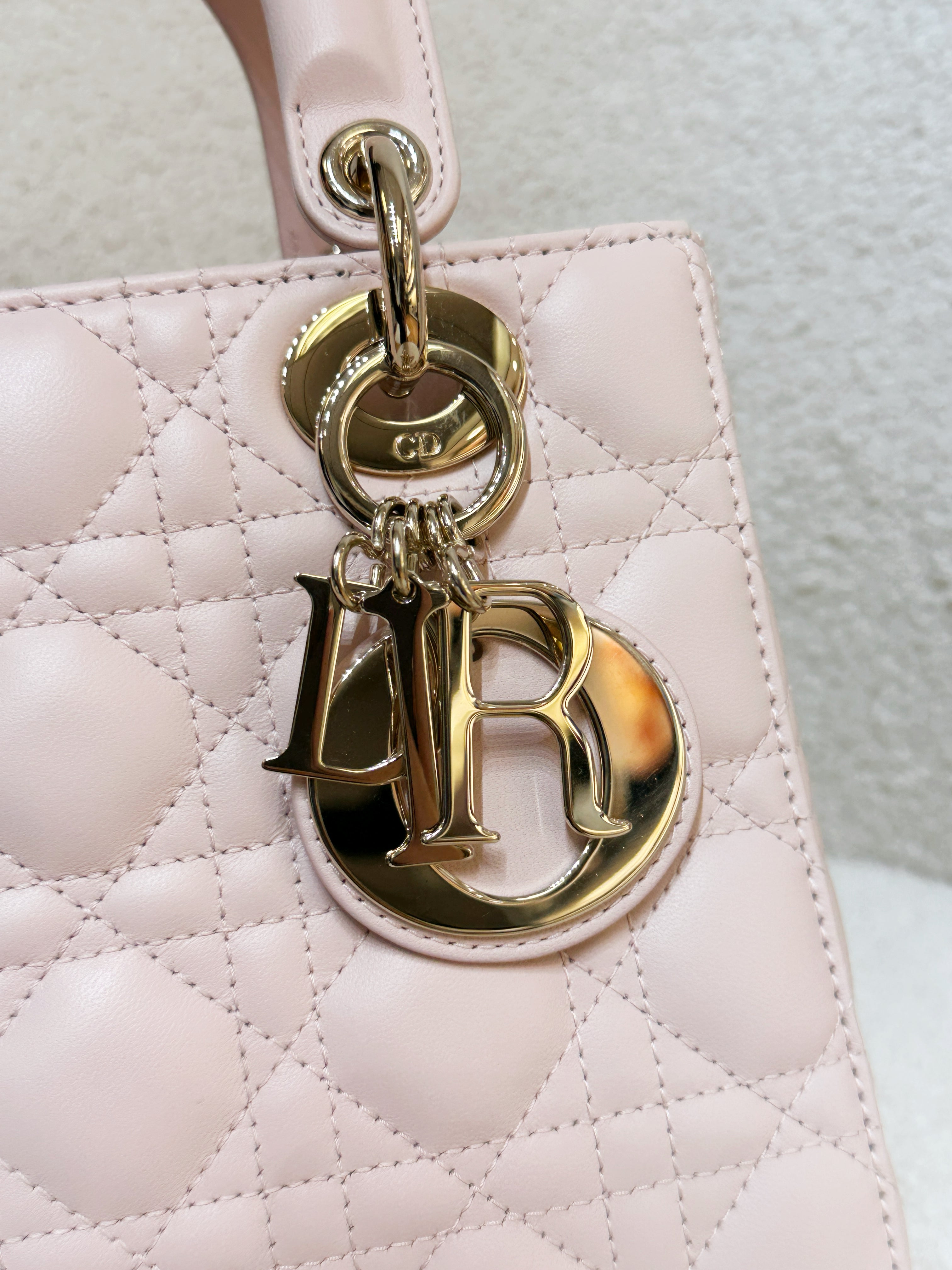 Christian Dior Small Lady Dior My ABCDior Bag Powder Pink Cannage Lambskin