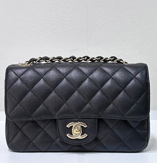 Chanel Mini Rectangular Classic Flap Black Bag GHW 17B