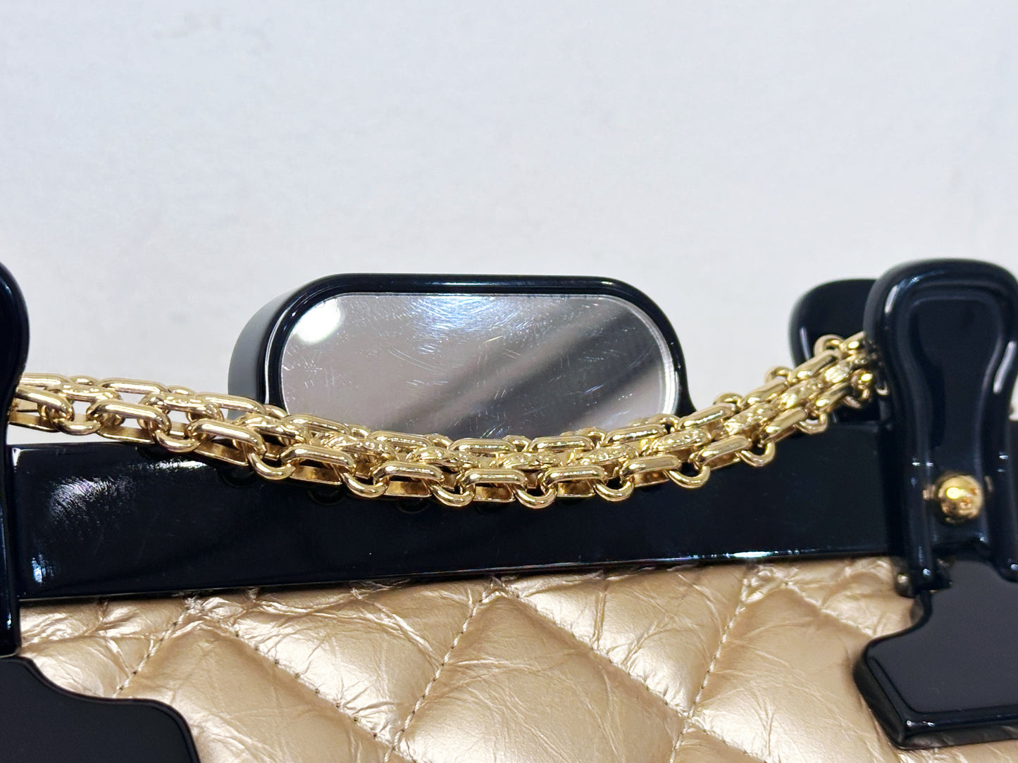 Chanel Aged Calfskin Quilted 2.55 Reissue Mini Hanger Flap Gold 2355 holo card