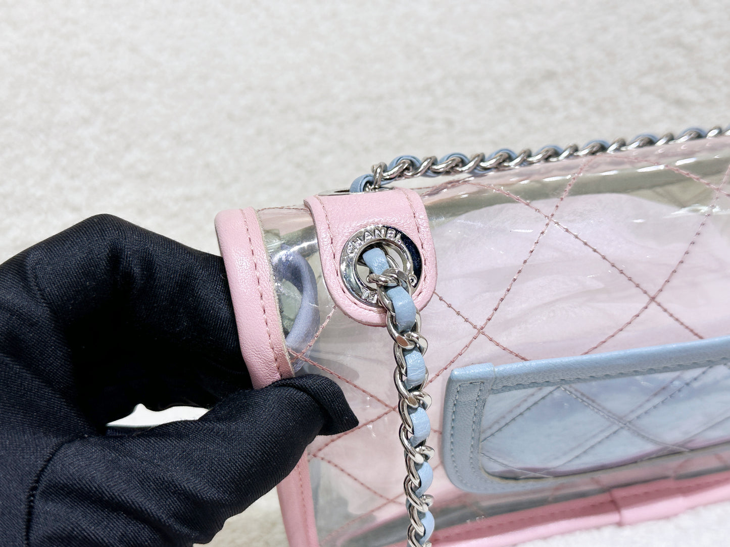 Chanel Coco Splash PVC Mini Flap Bag Pink/Green/Blue 2576 holo card