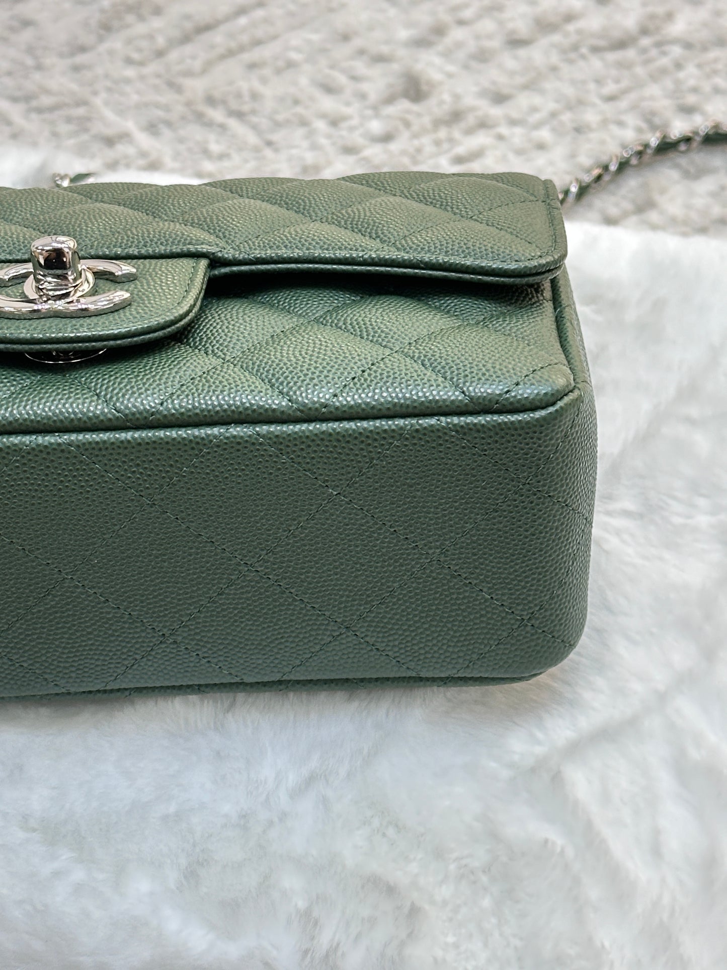 Chanel Caviar Quilted Mini Rectangular Flap Green