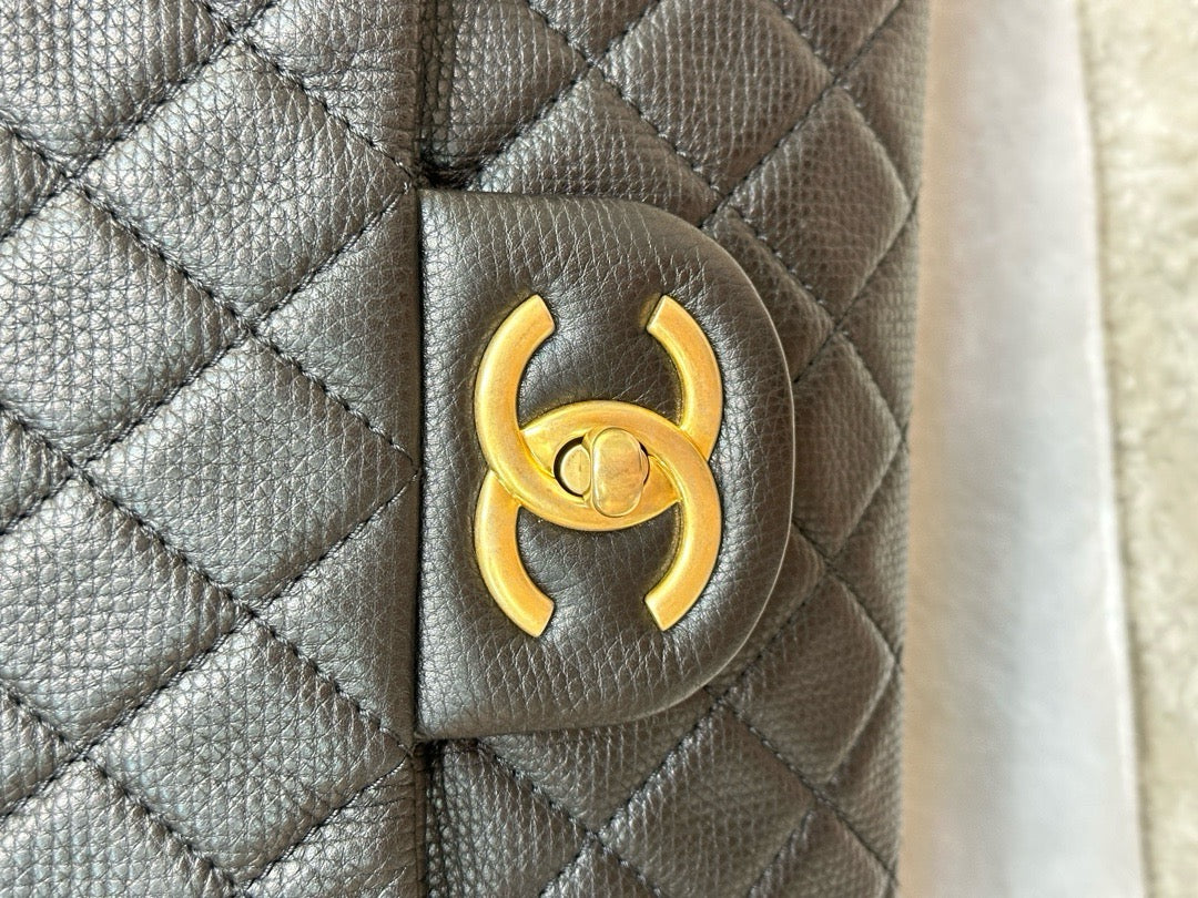 Chanel XXL Travel Calfskin Quilted Flap Bag Black GHW