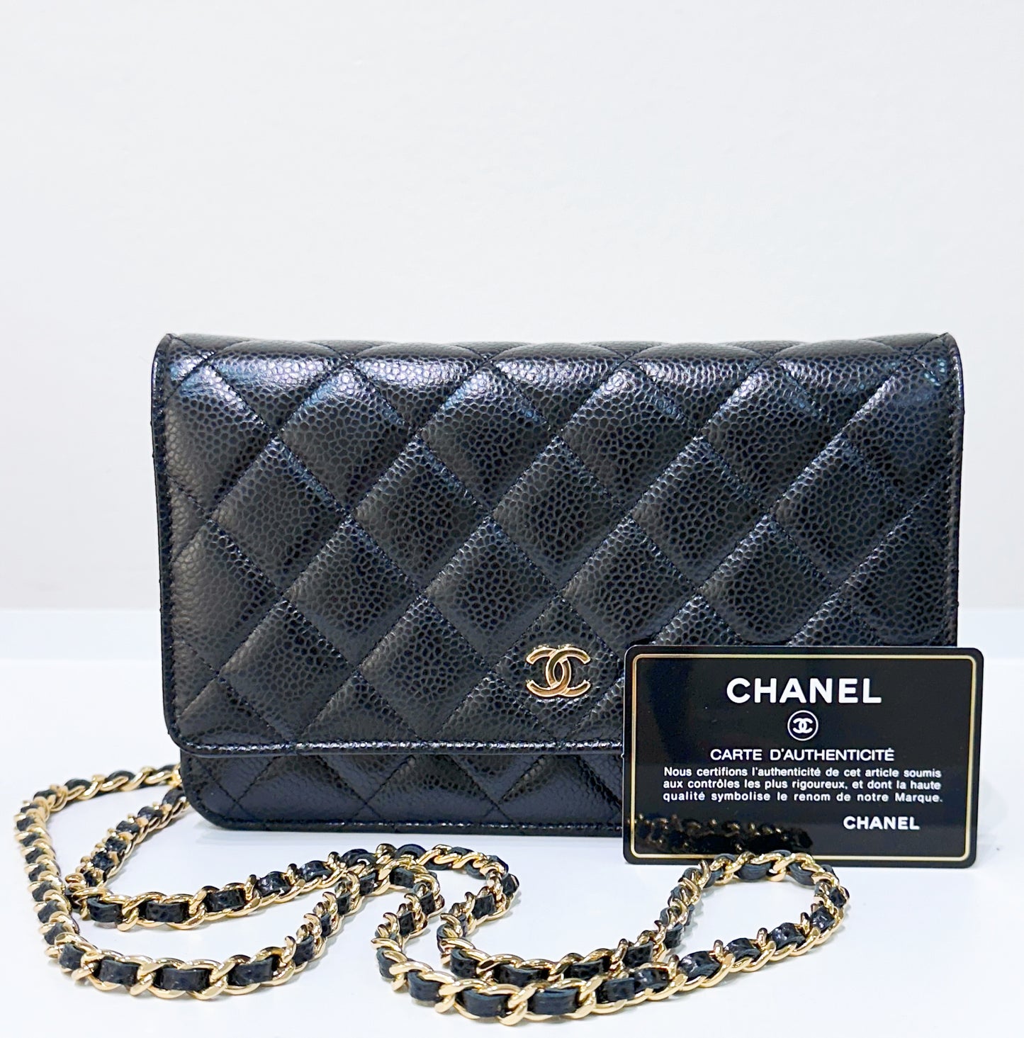 Chanel Classic Wallet on Chain Caviar Black GHW 29 Holo