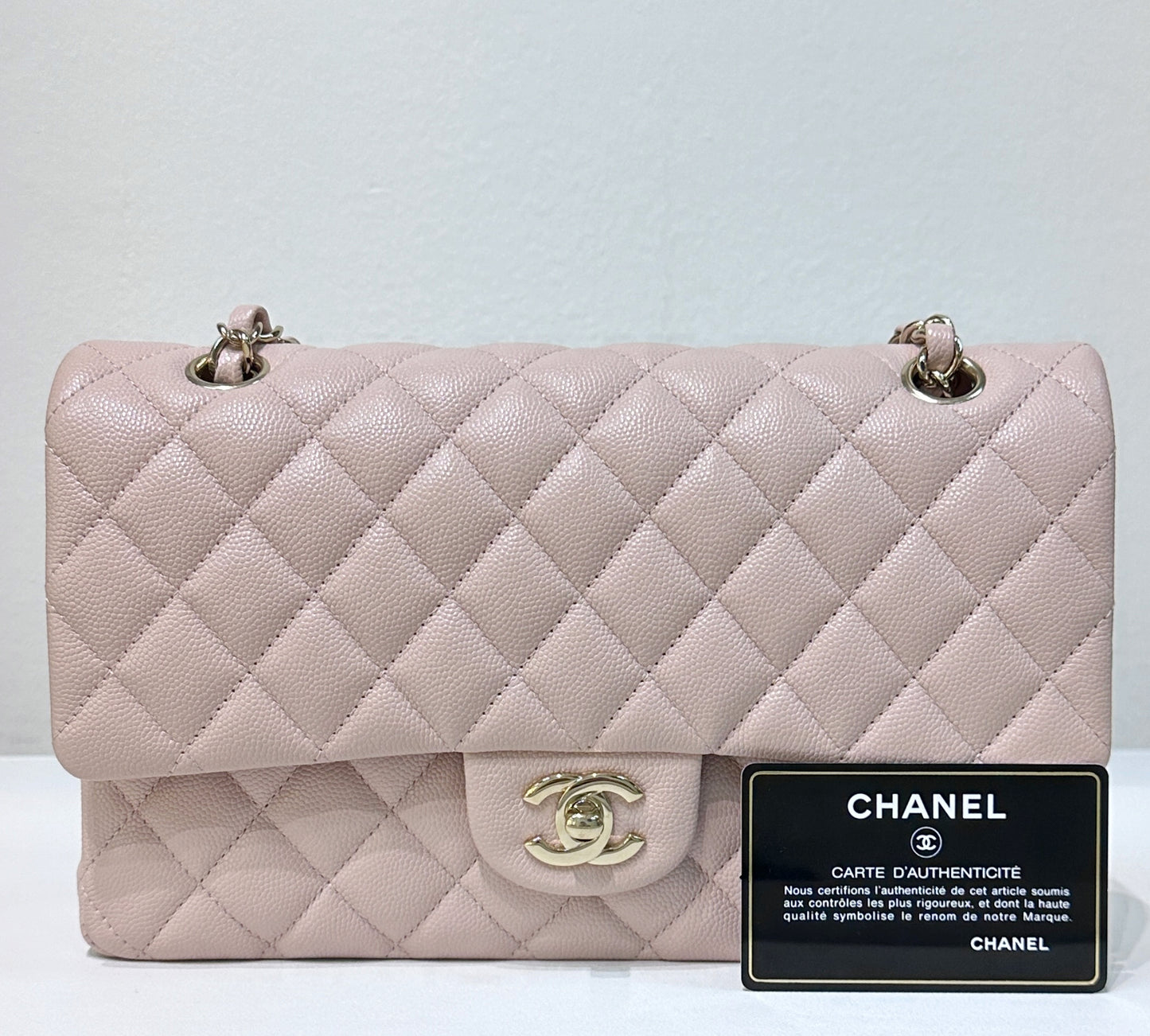 Chanel Medium Caviar Quilted Double Flap Light Pink 21Ｃ