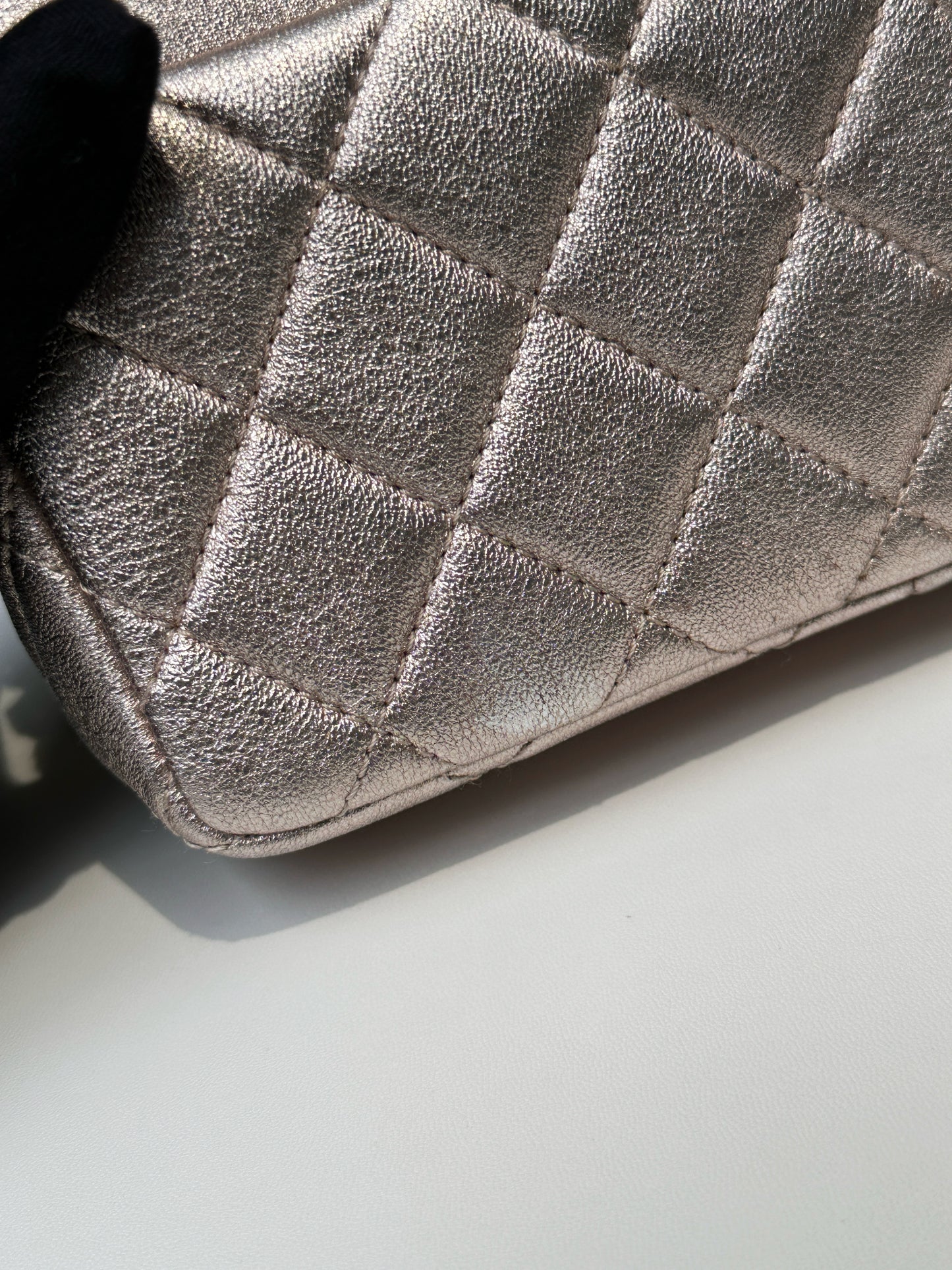 Chanel Camellia Mini Metallic Rose Gold/Pink Lambskin Gold Hardware 2078 holo card