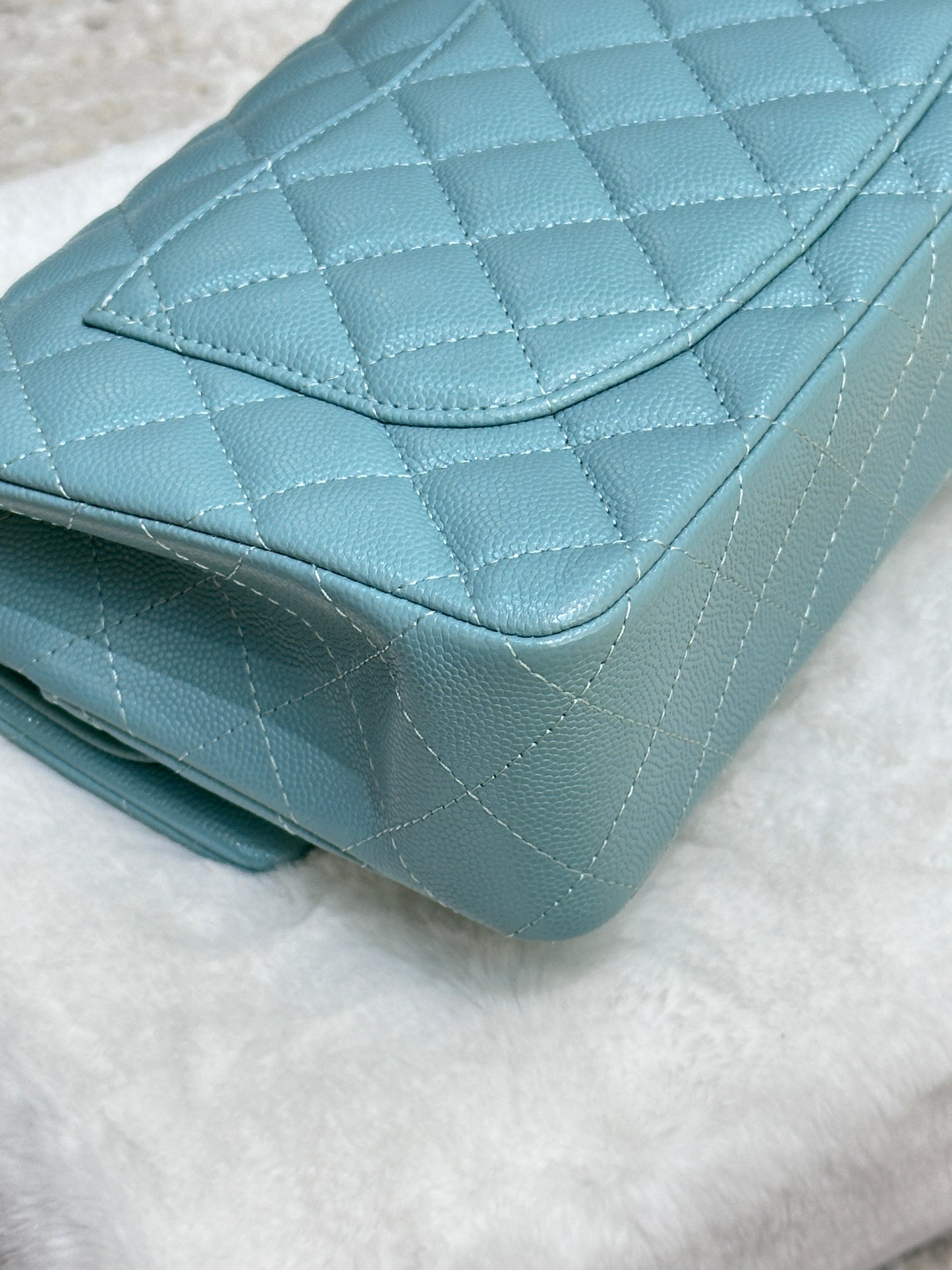 Chanel 20C Small Classic Double Flap Tiffany Blue Caviar GHW