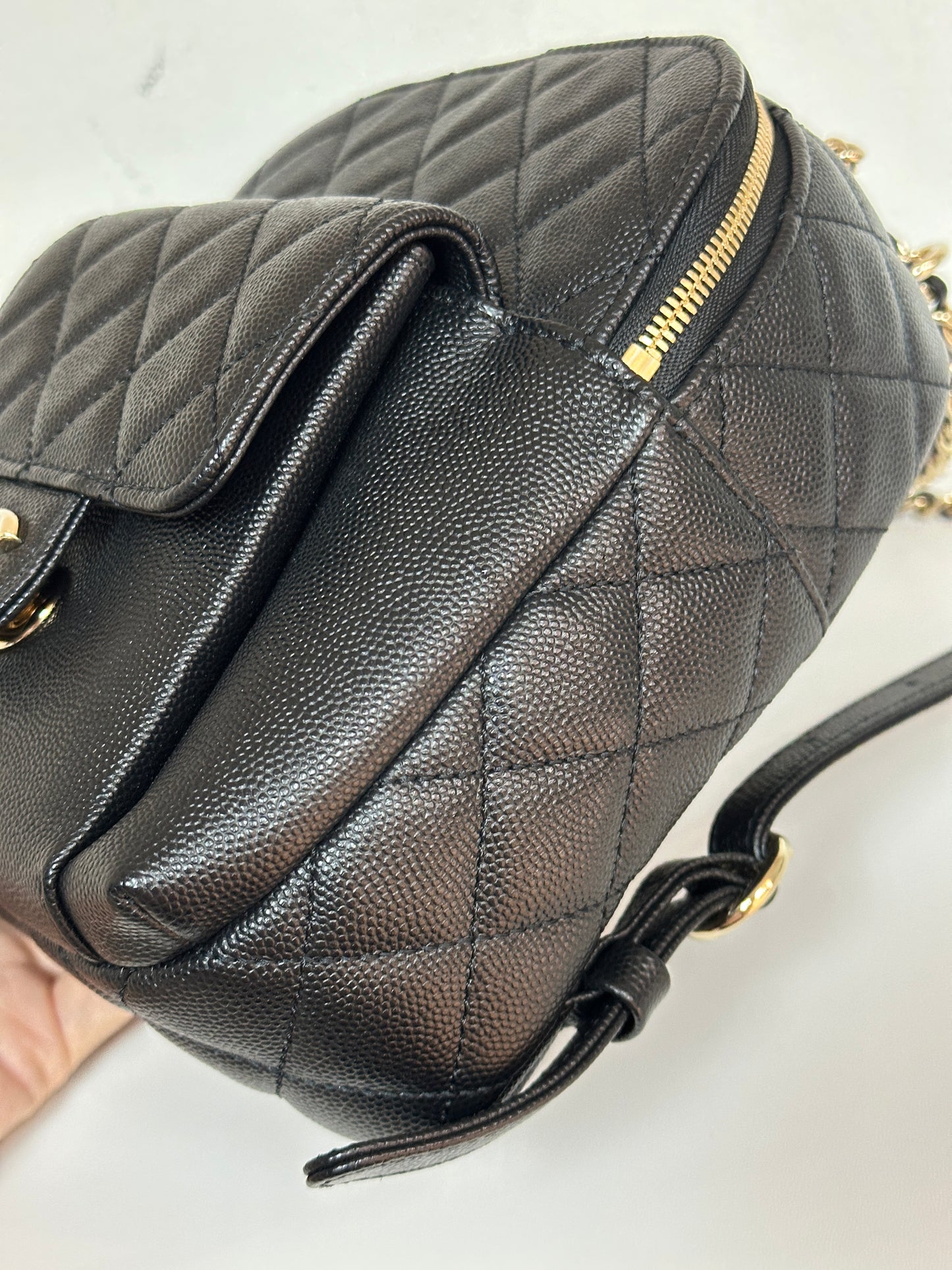 Chanel CC Day Backpack Quilted Caviar Mini Black 2687 holo card