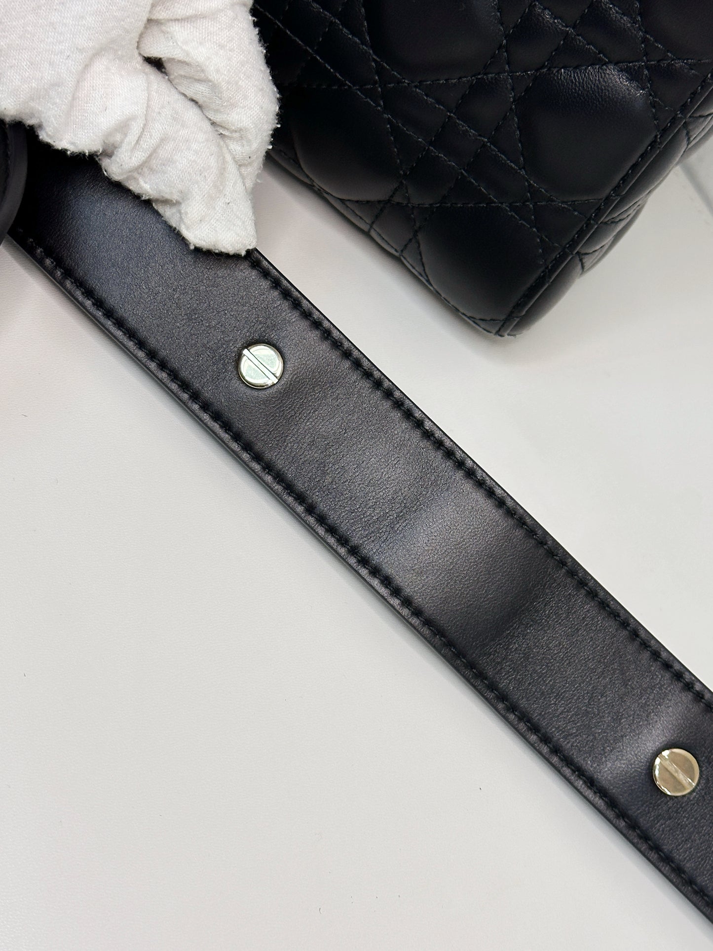 Christian Dior Small Cannage Lambskin My Lady Dior ABC Bag Black GHW