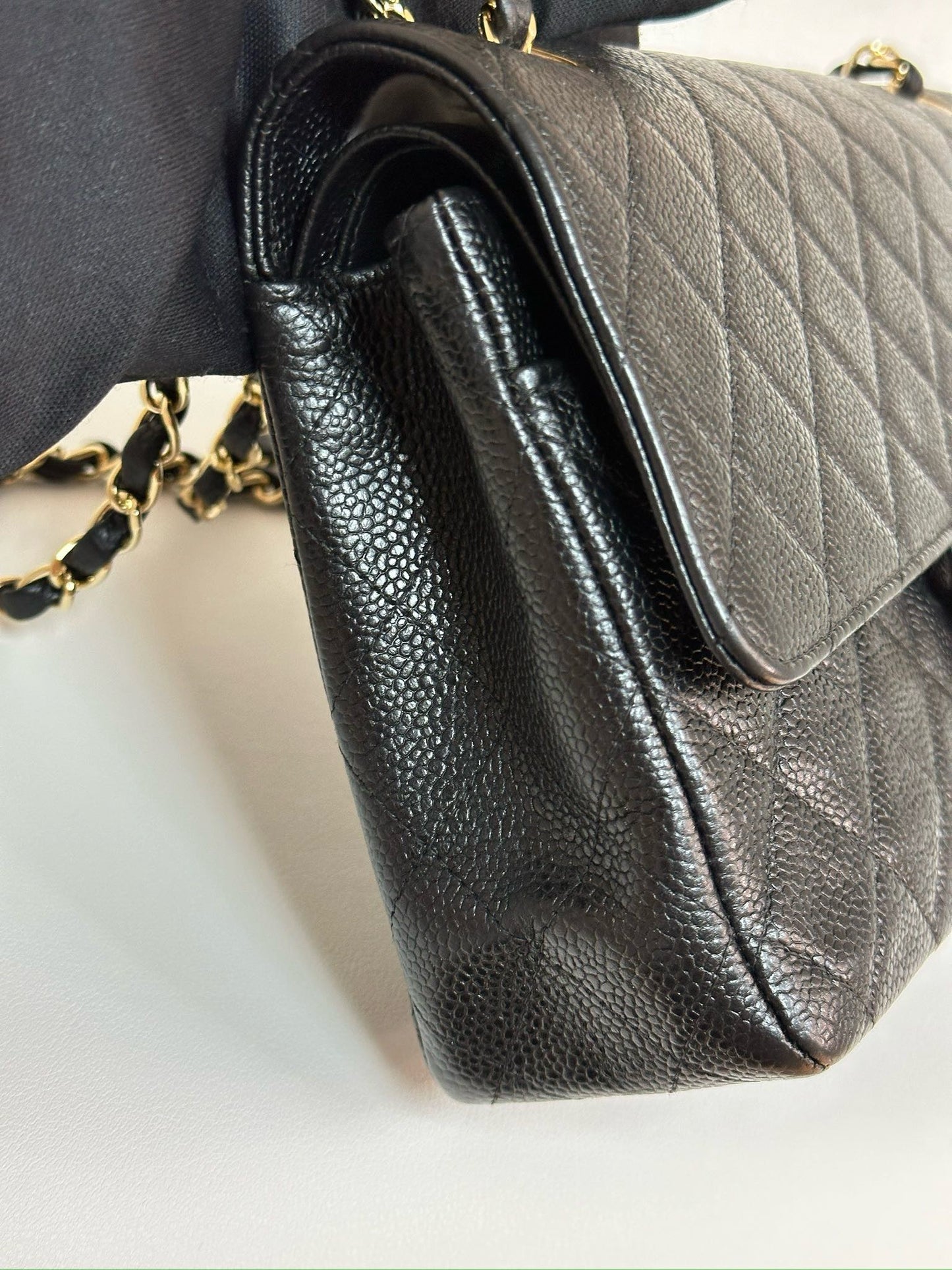 CHANEL Classic Double Flap Medium Shoulder Bag Black Caviar 24k